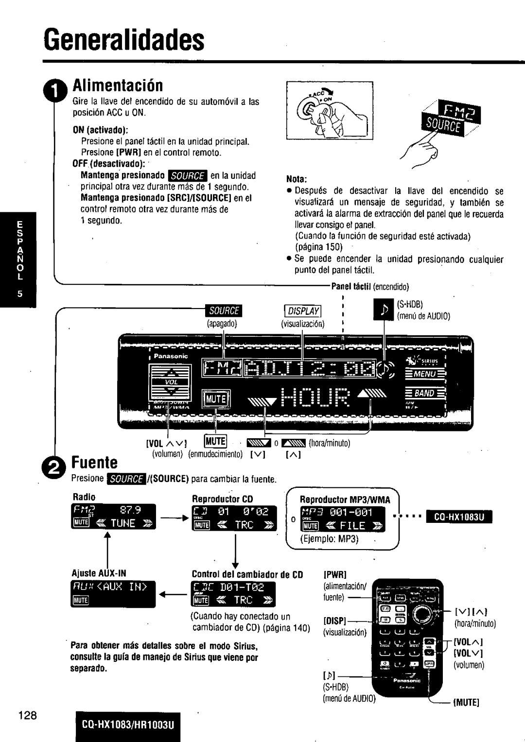 Panasonic CQ-HR1003U manual 