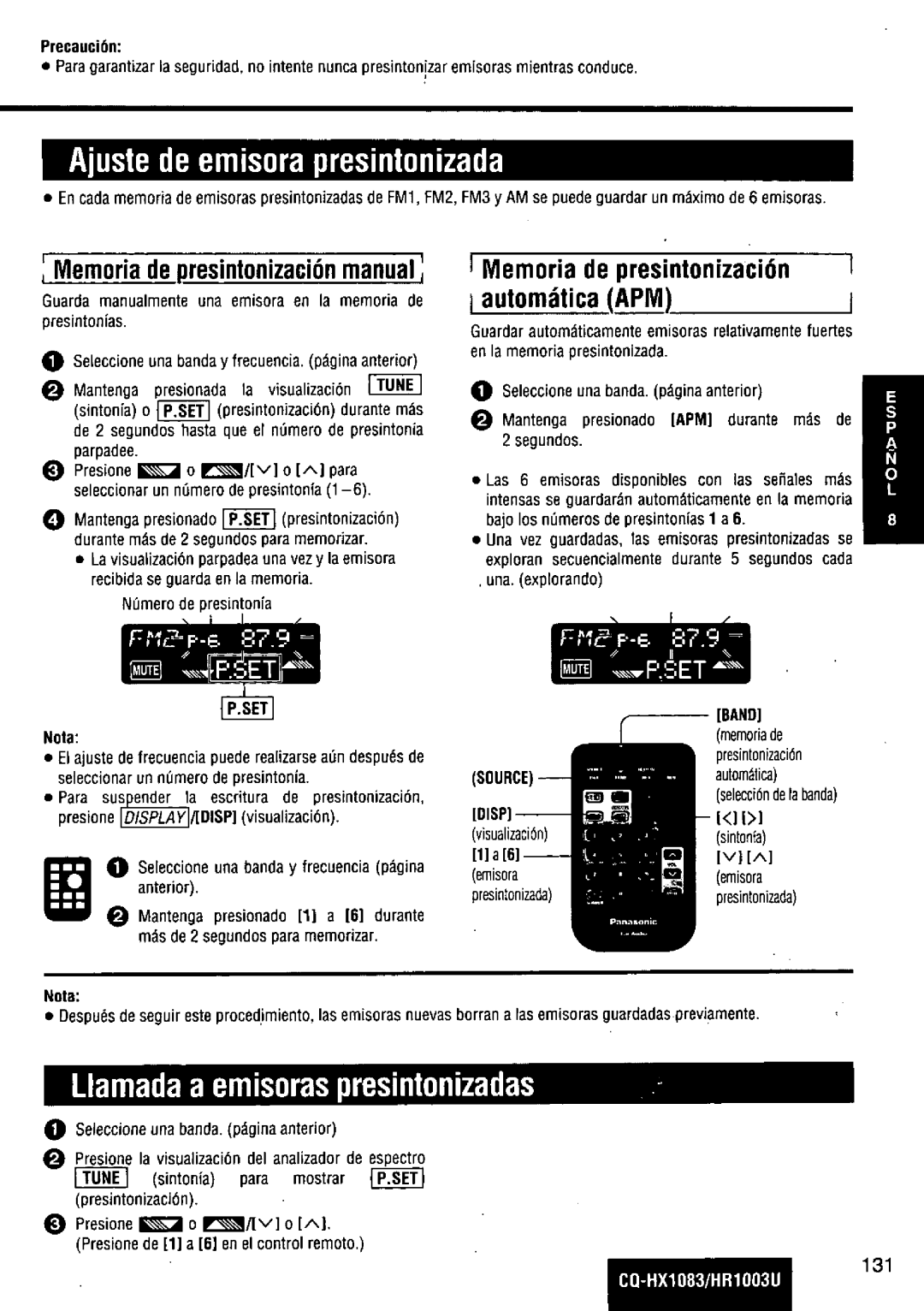 Panasonic CQ-HR1003U manual 