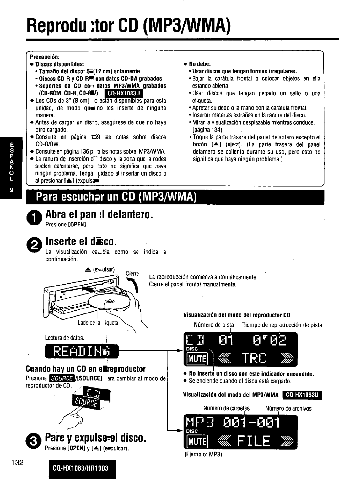 Panasonic CQ-HR1003U manual 