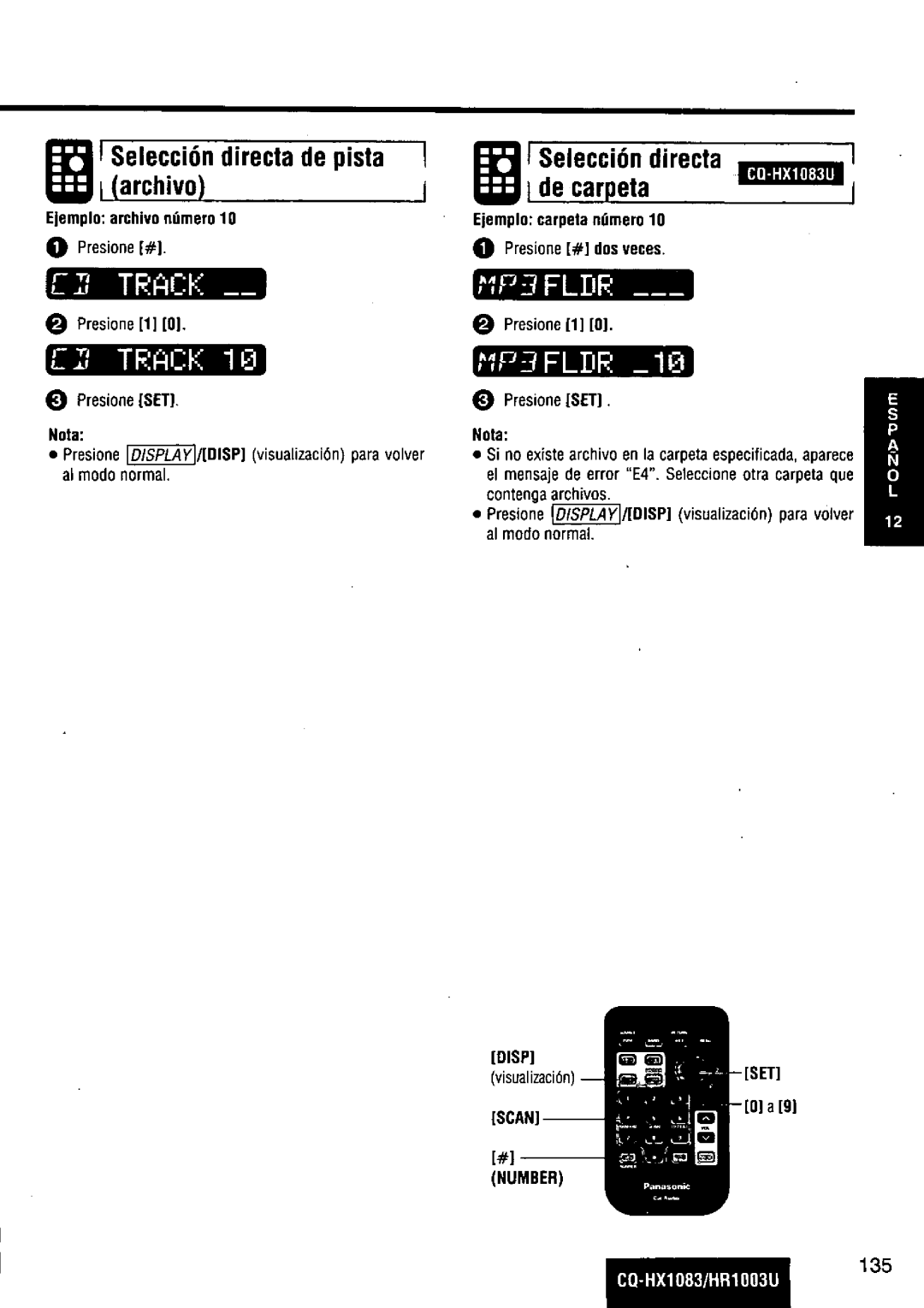 Panasonic CQ-HR1003U manual 