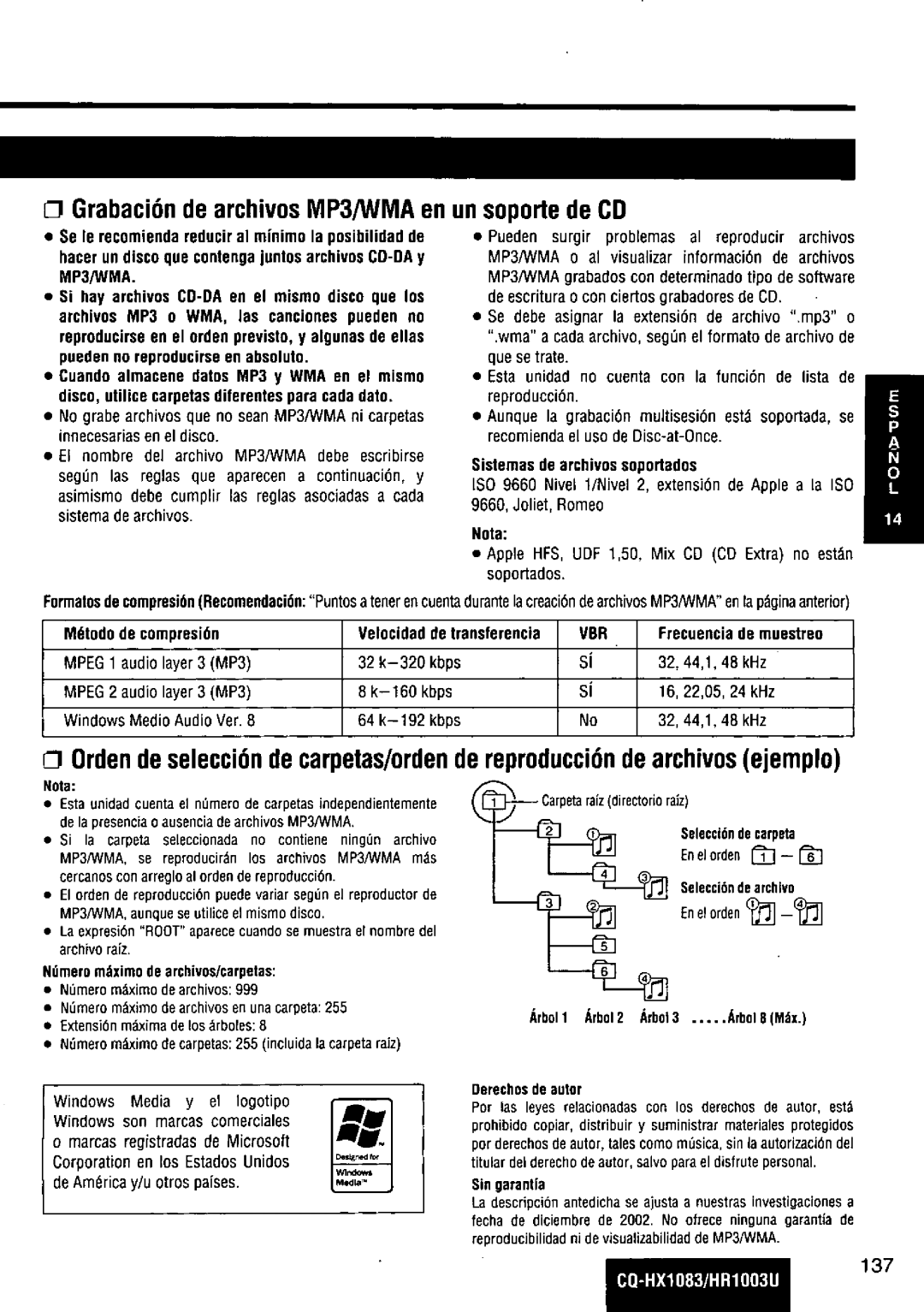 Panasonic CQ-HR1003U manual 