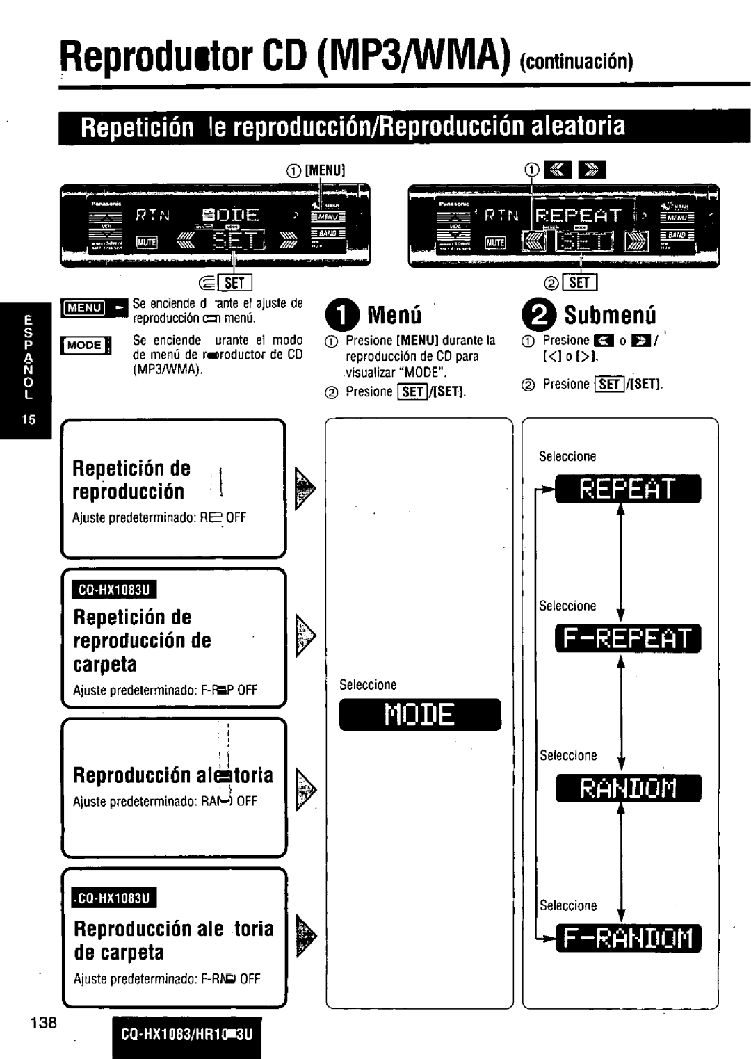 Panasonic CQ-HR1003U manual 