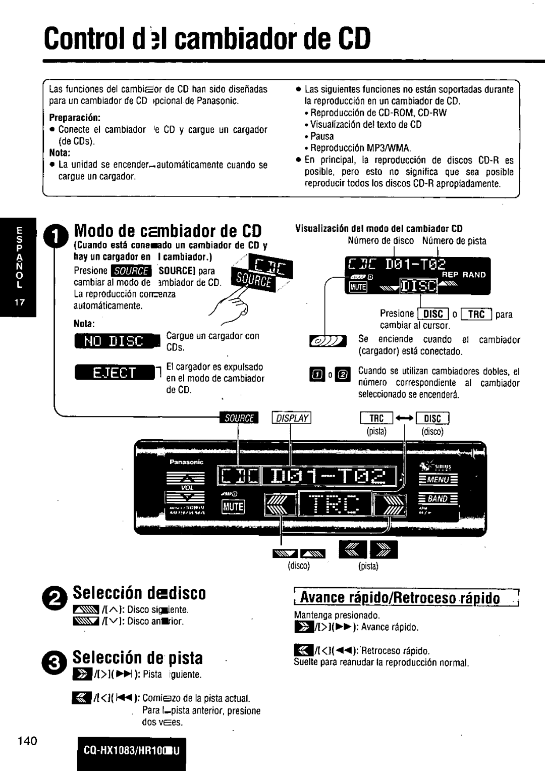 Panasonic CQ-HR1003U manual 