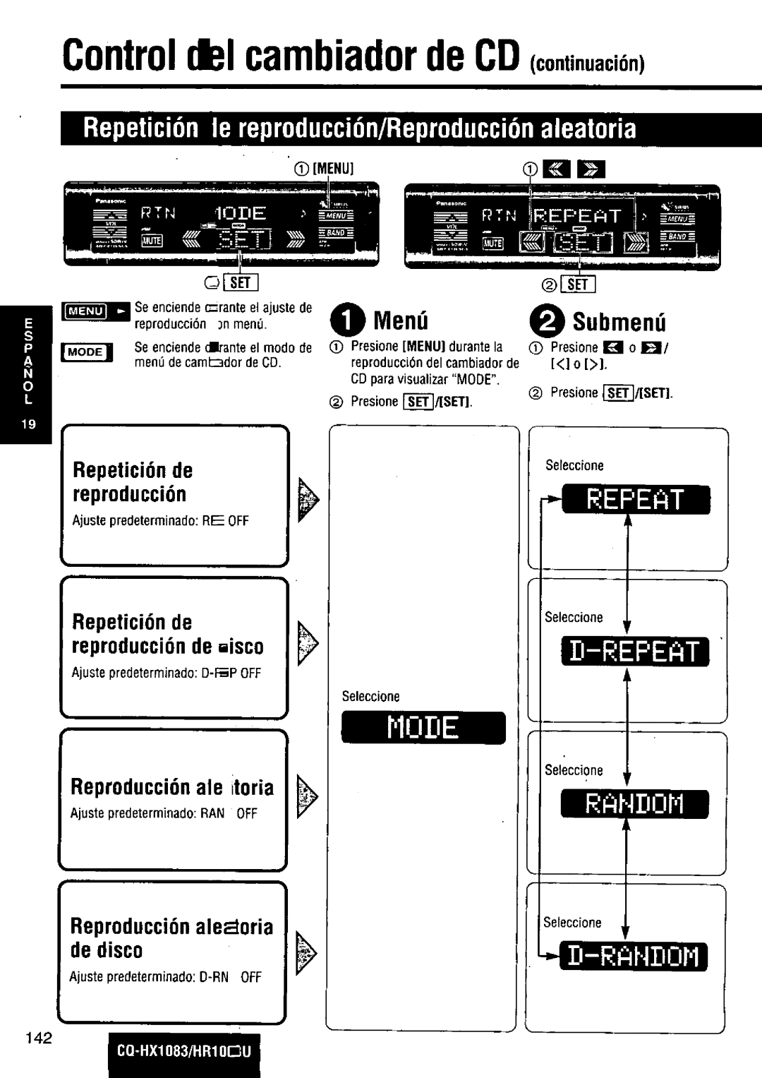 Panasonic CQ-HR1003U manual 