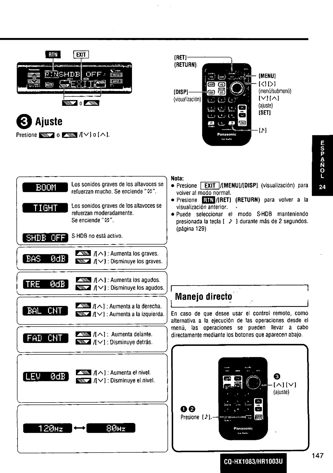 Panasonic CQ-HR1003U manual 