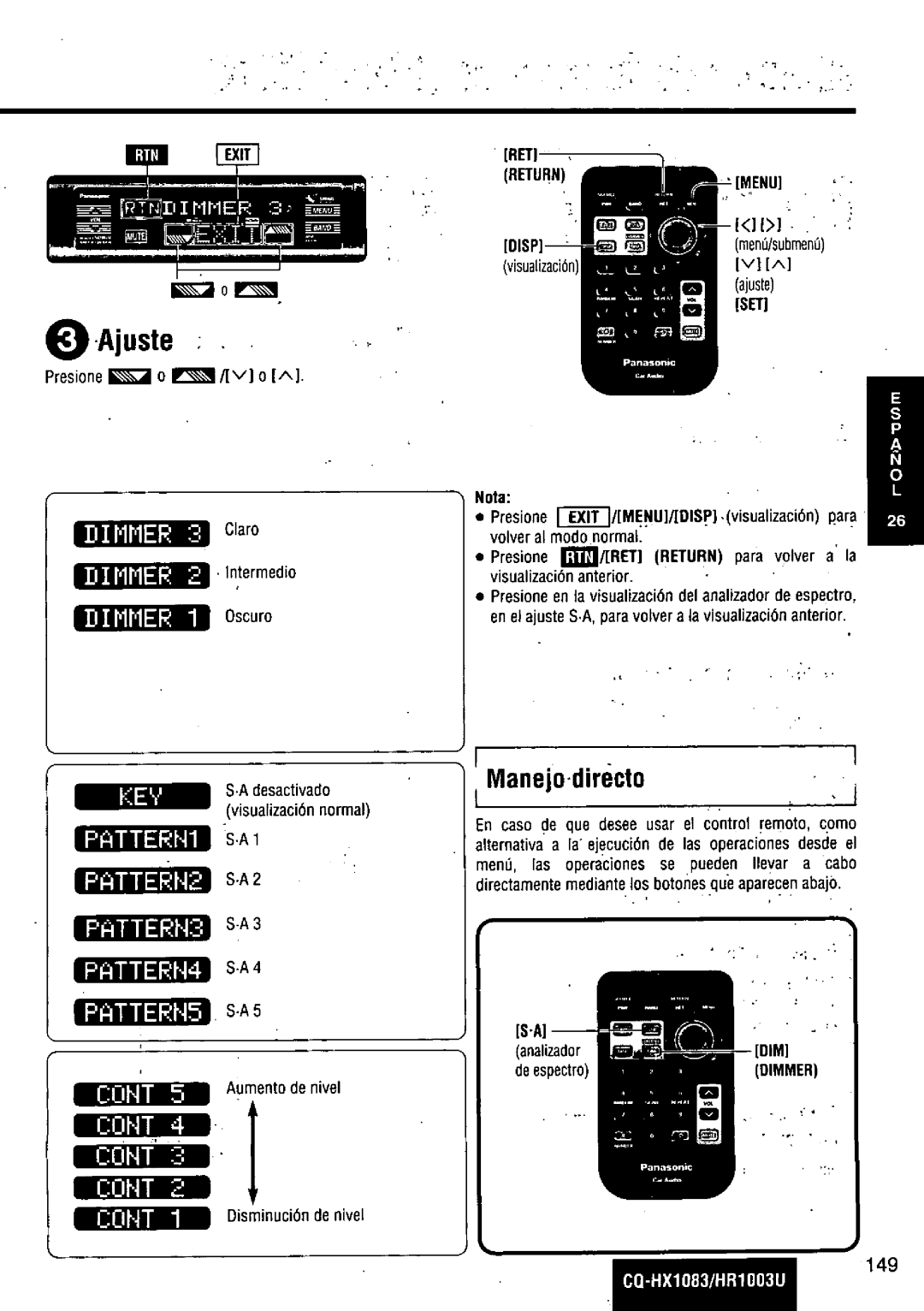 Panasonic CQ-HR1003U manual 