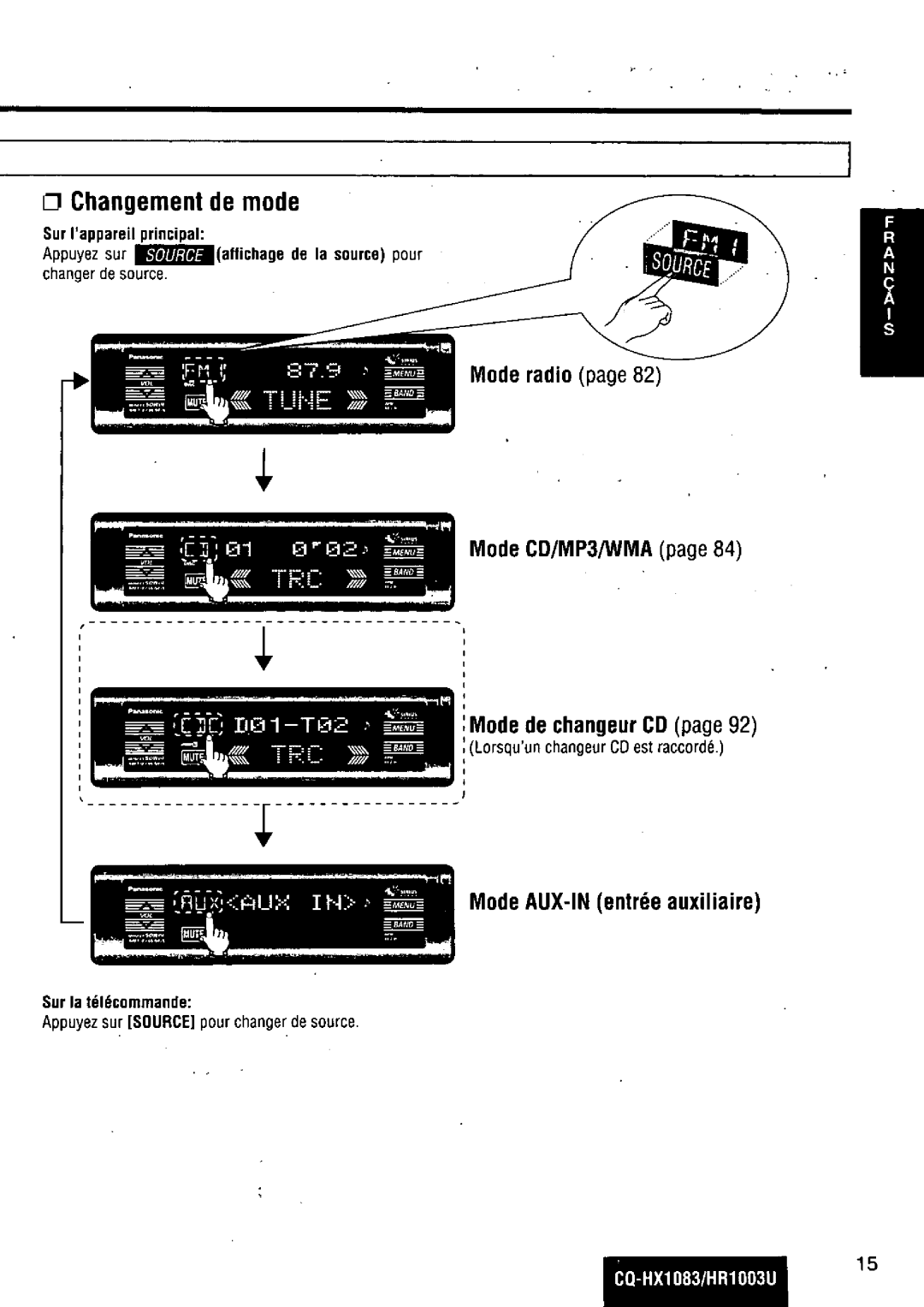 Panasonic CQ-HR1003U manual 