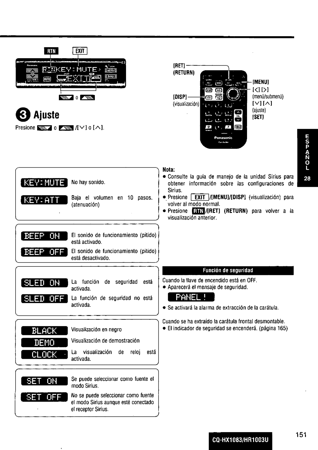 Panasonic CQ-HR1003U manual 