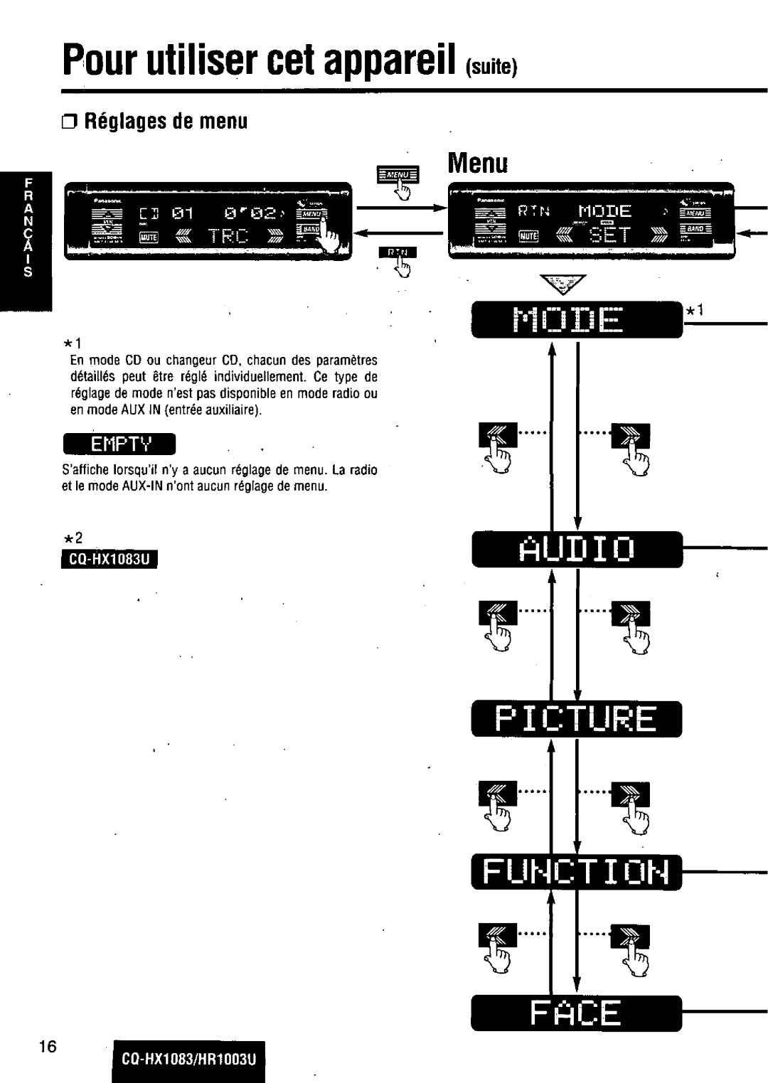 Panasonic CQ-HR1003U manual 