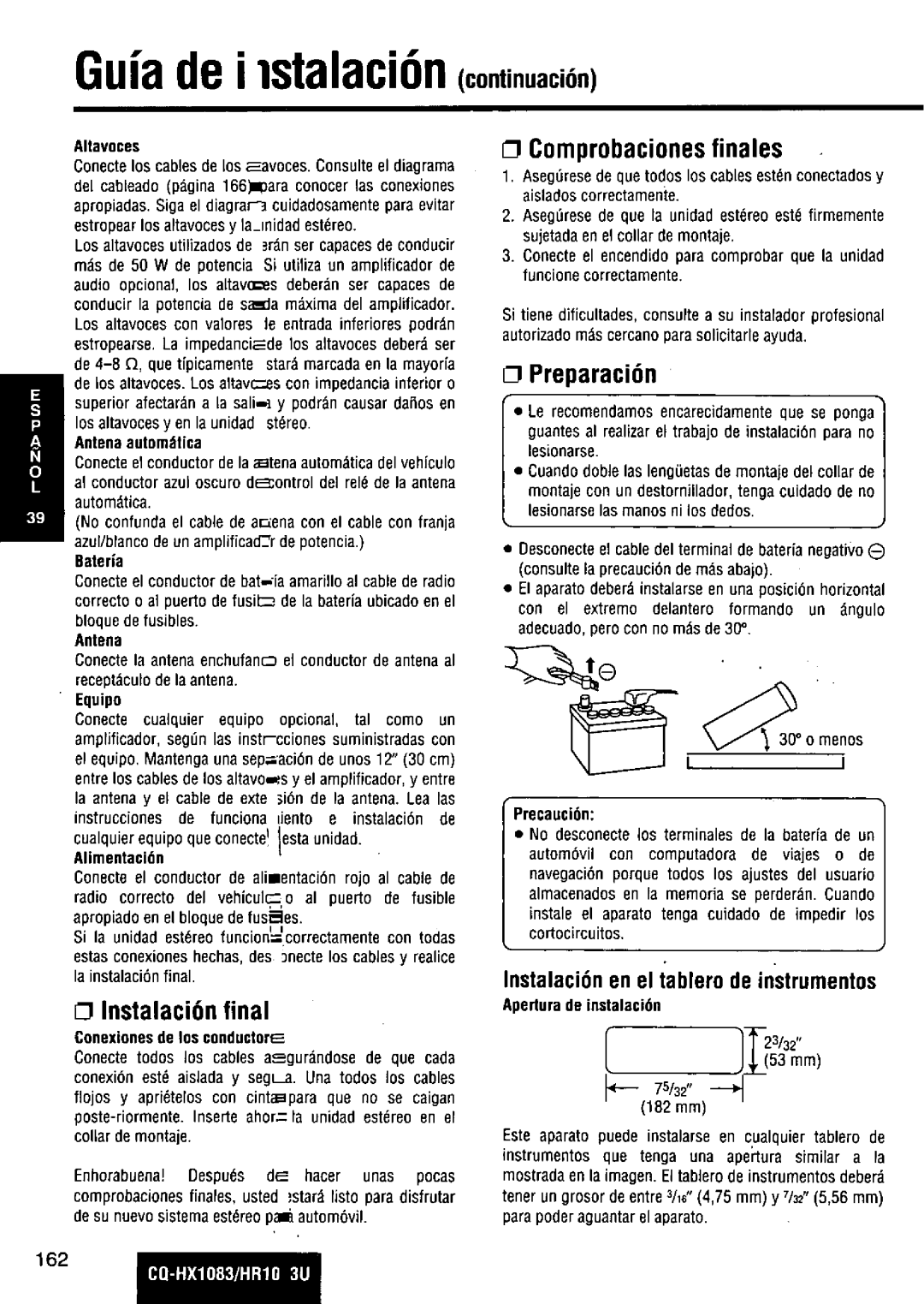 Panasonic CQ-HR1003U manual 