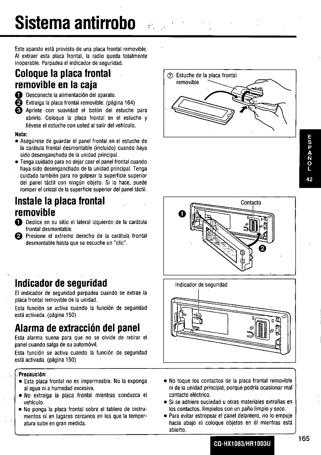 Panasonic CQ-HR1003U manual 