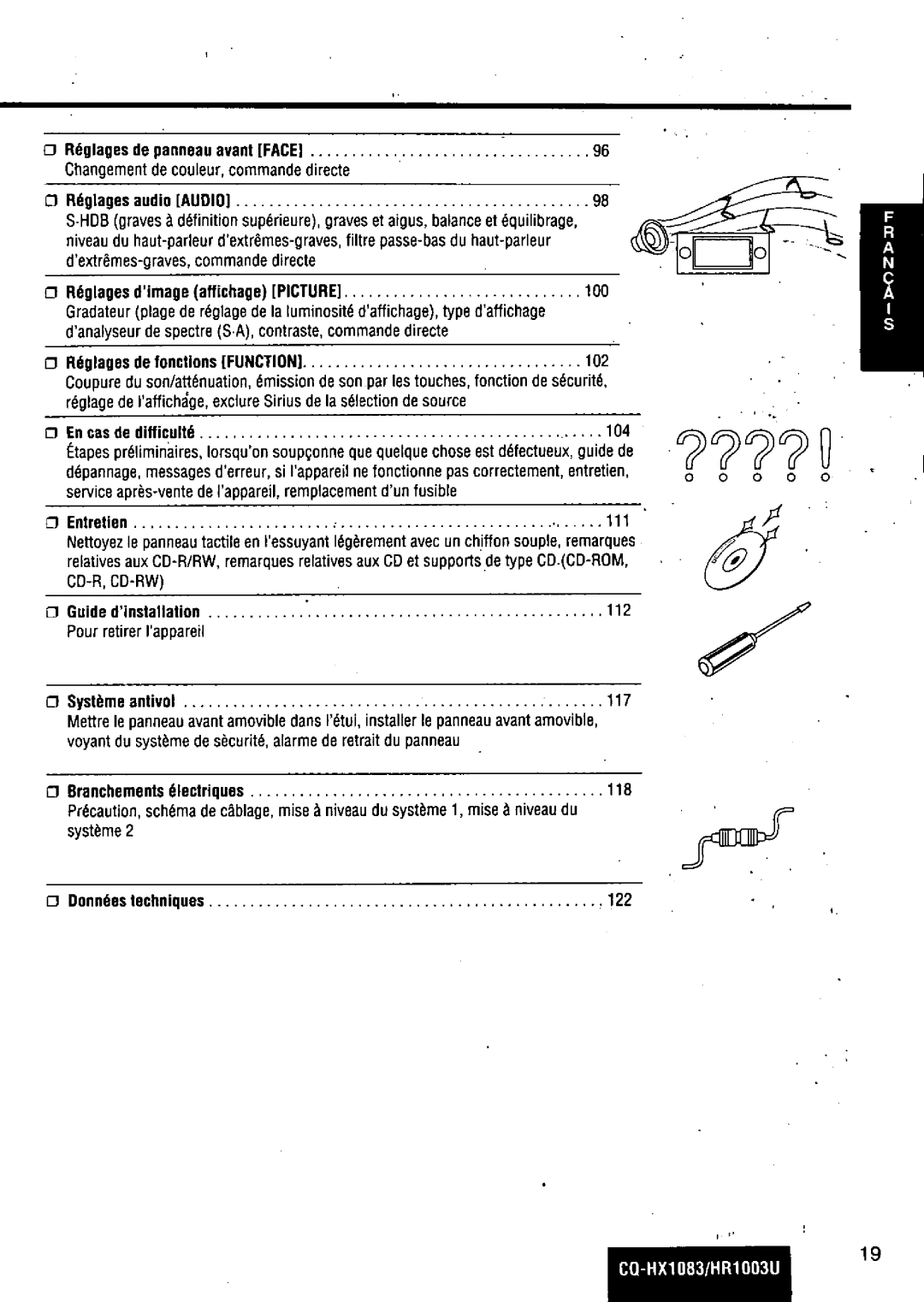 Panasonic CQ-HR1003U manual 