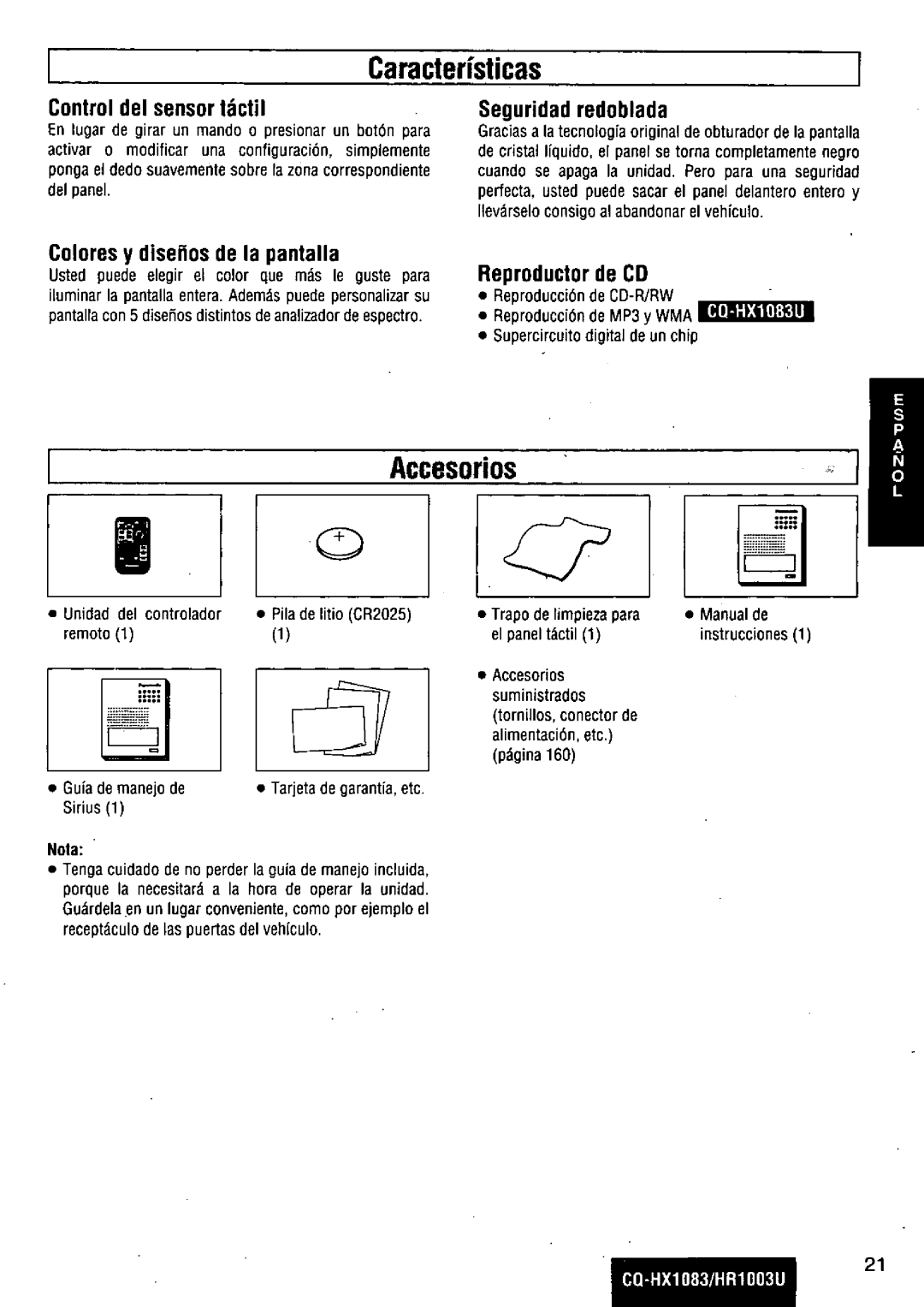 Panasonic CQ-HR1003U manual 