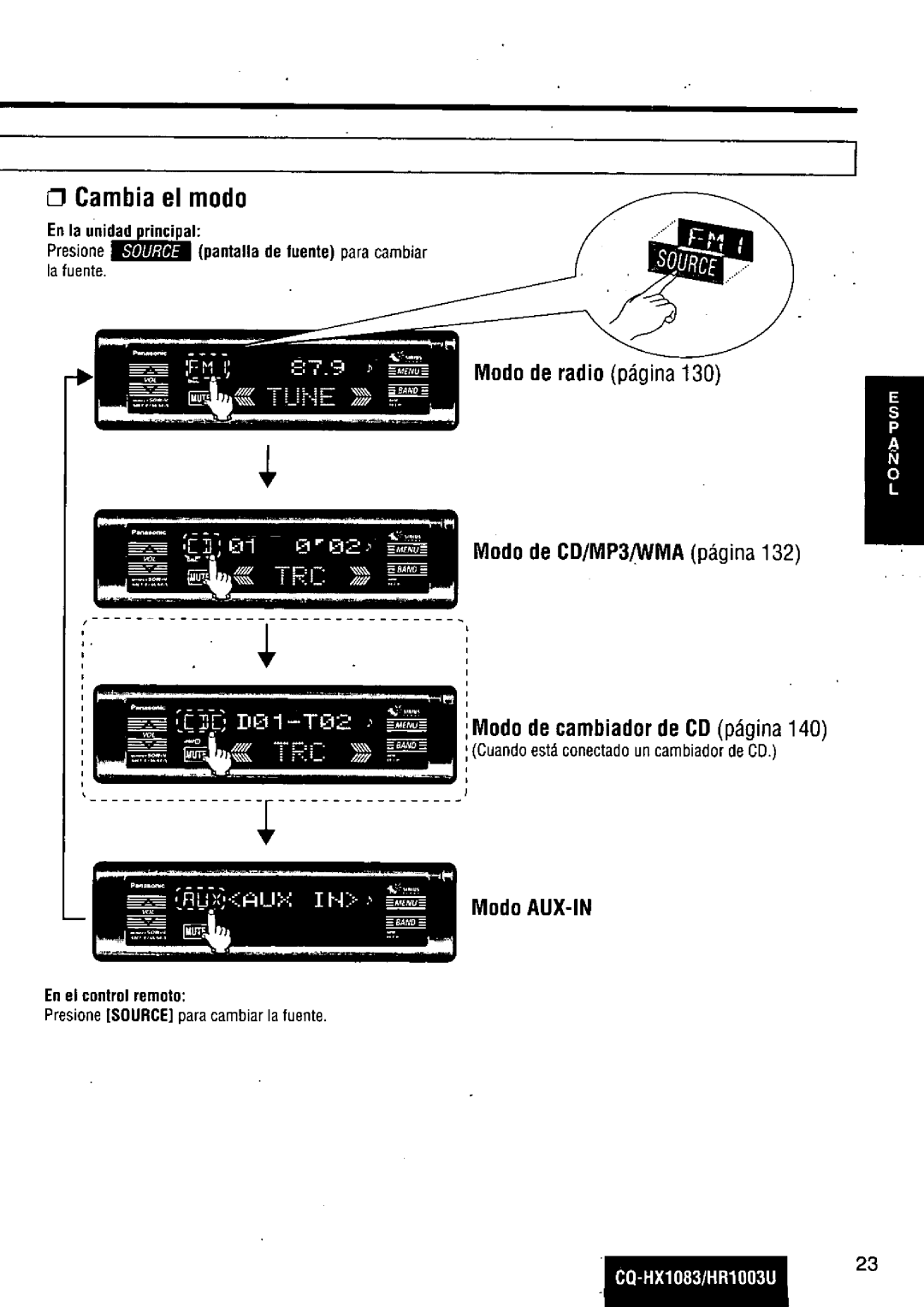 Panasonic CQ-HR1003U manual 