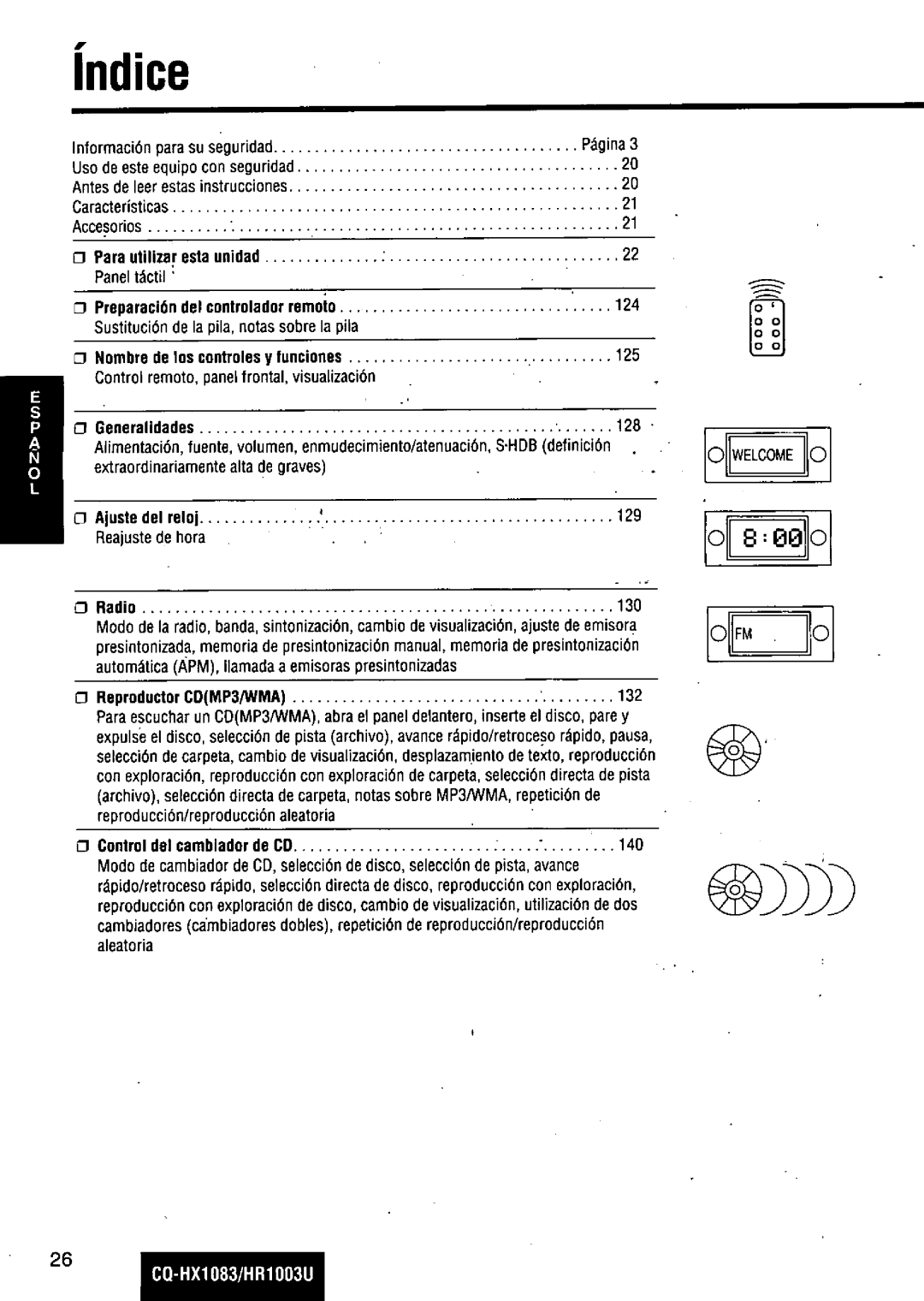 Panasonic CQ-HR1003U manual 