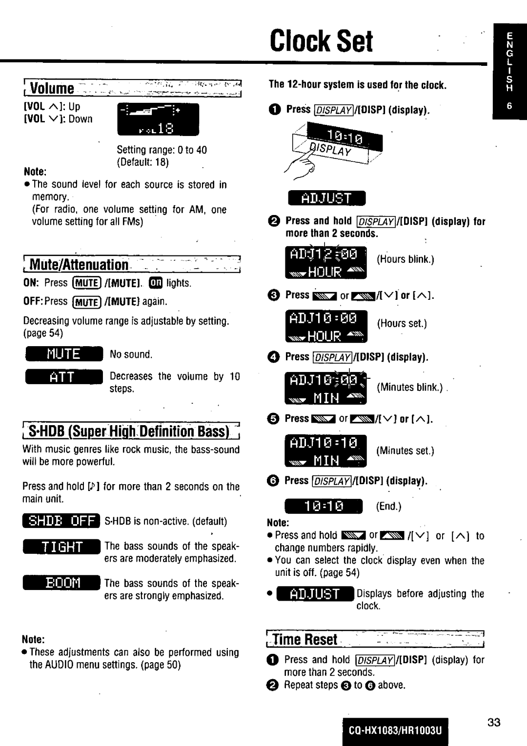 Panasonic CQ-HR1003U manual 