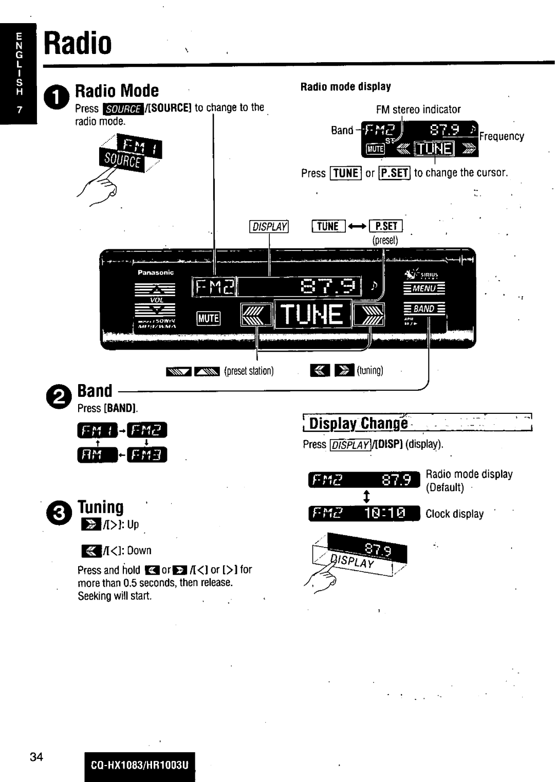 Panasonic CQ-HR1003U manual 