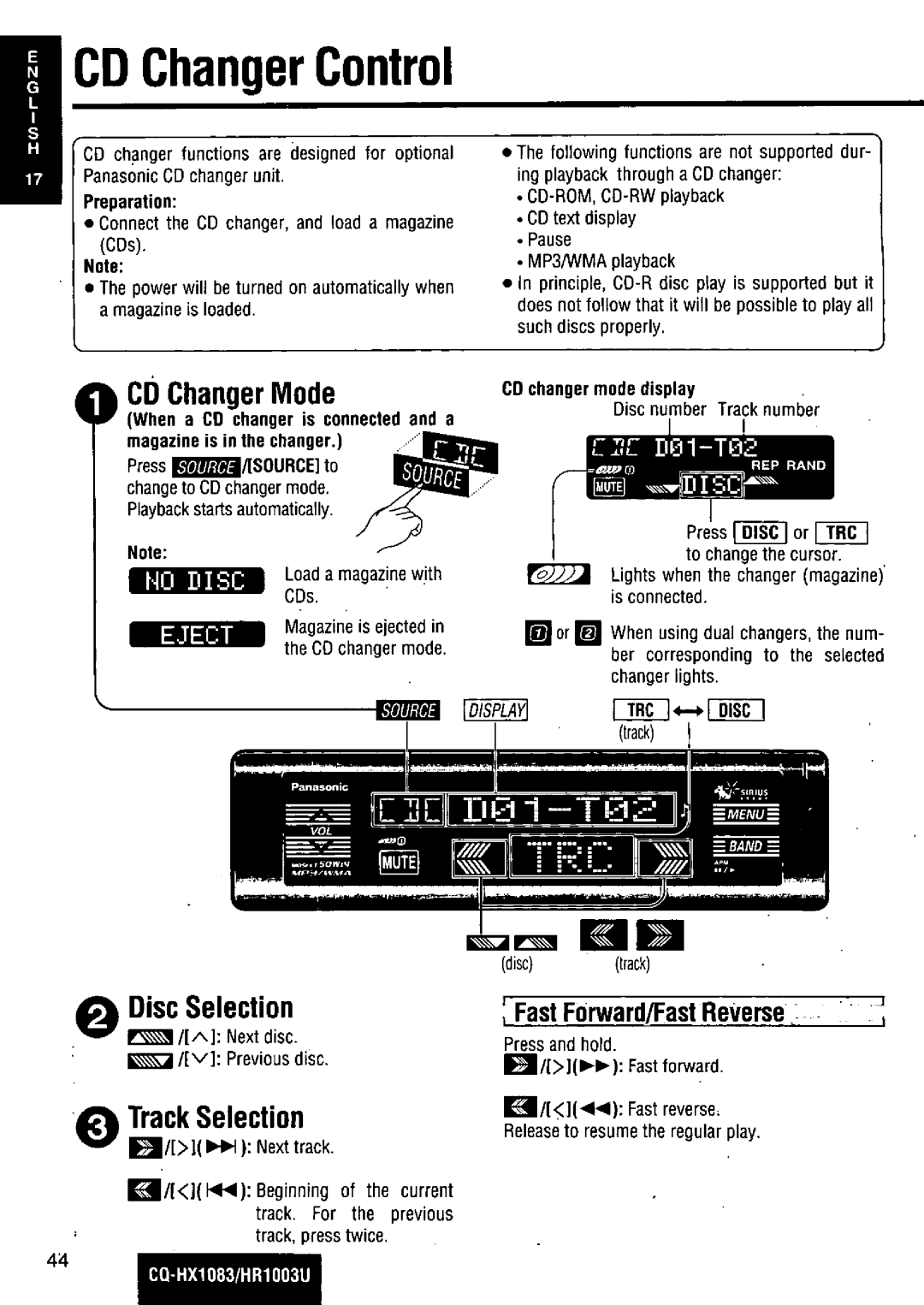 Panasonic CQ-HR1003U manual 