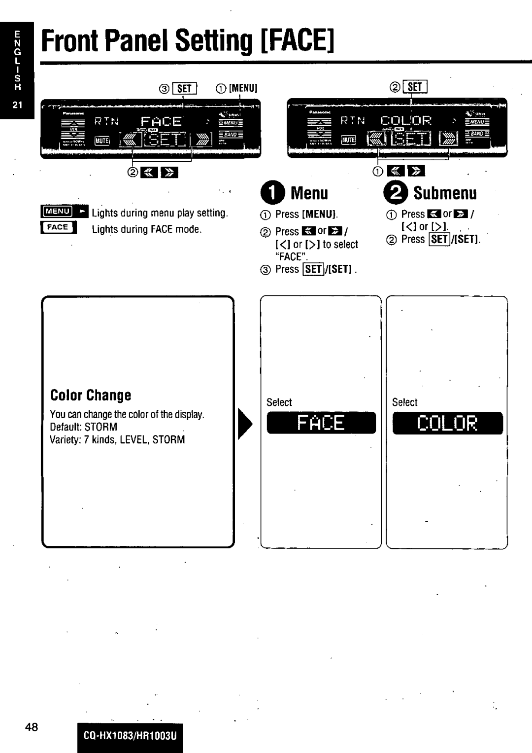 Panasonic CQ-HR1003U manual 