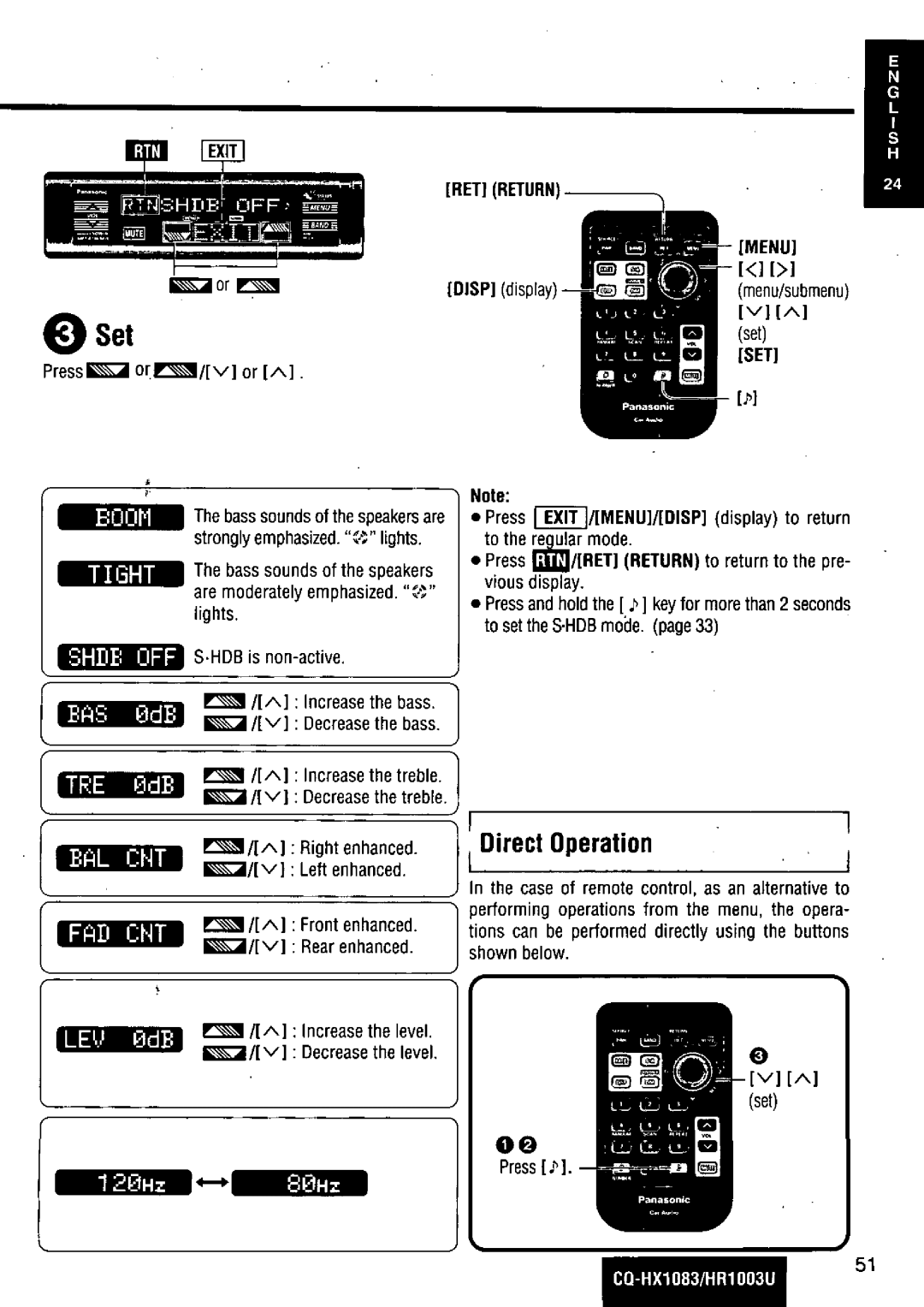 Panasonic CQ-HR1003U manual 