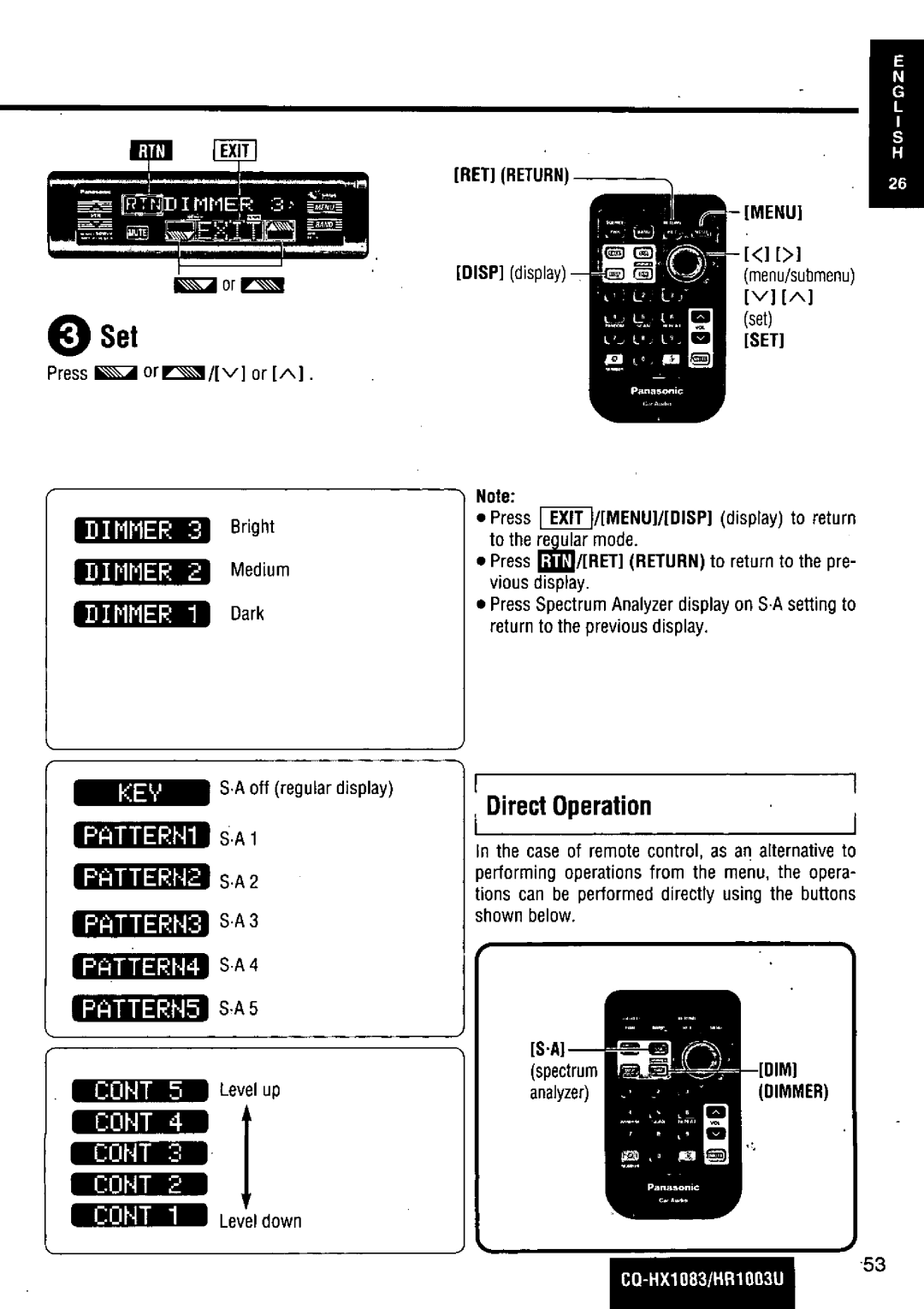 Panasonic CQ-HR1003U manual 