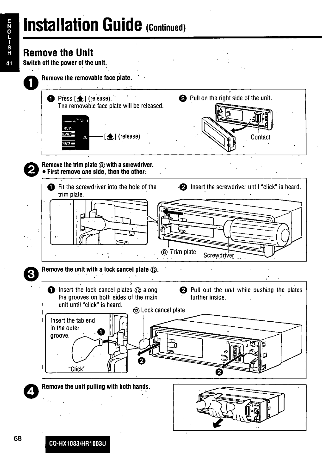 Panasonic CQ-HR1003U manual 