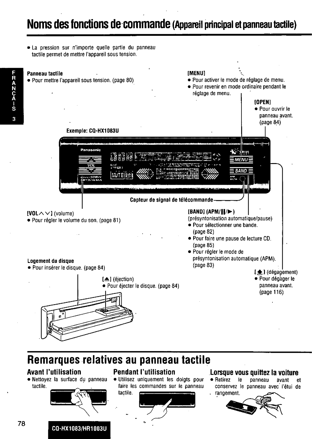 Panasonic CQ-HR1003U manual 