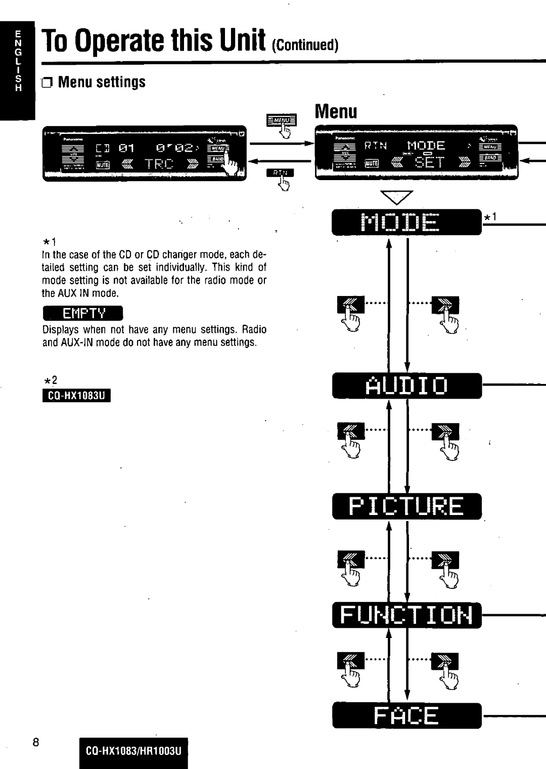 Panasonic CQ-HR1003U manual 