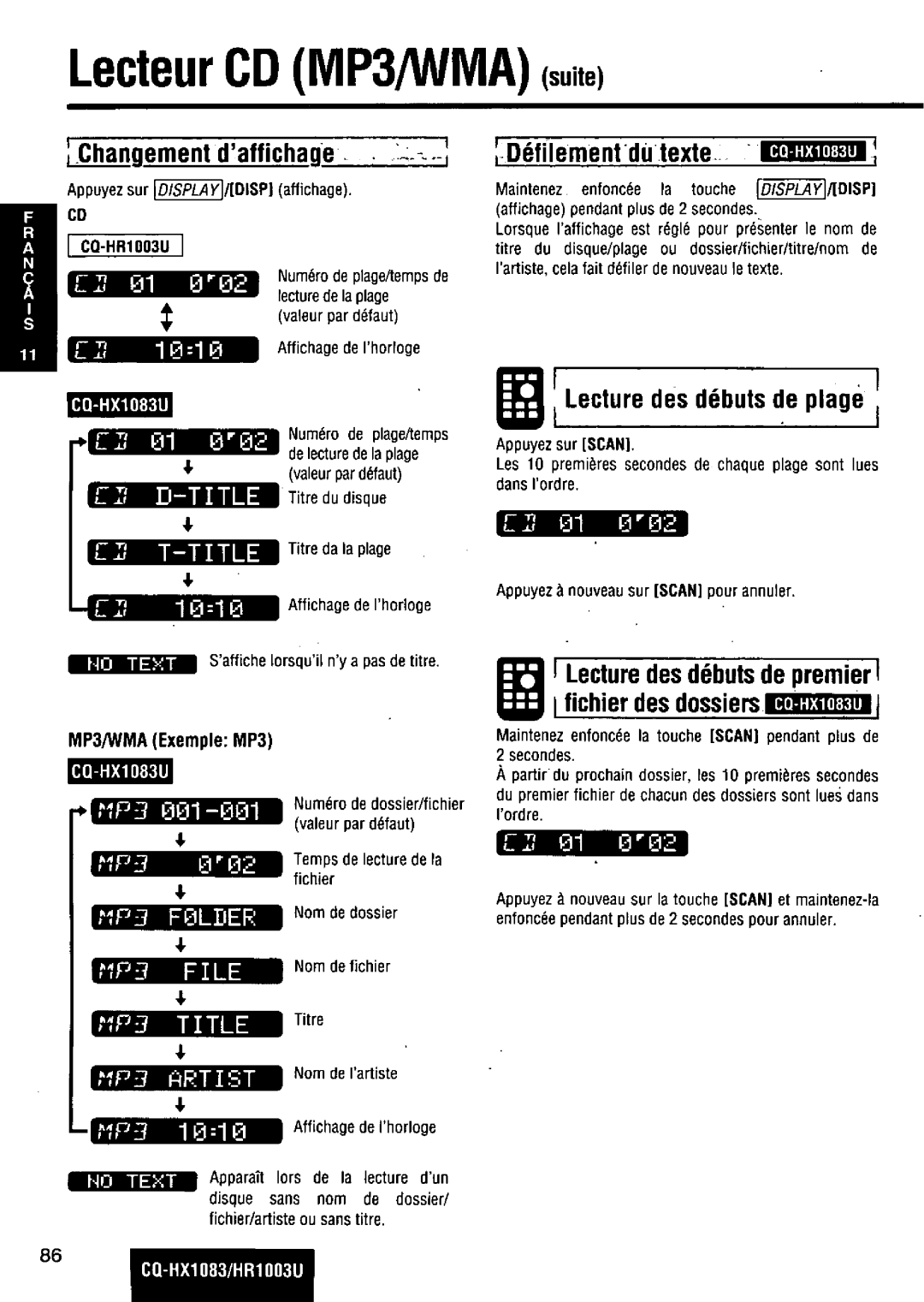 Panasonic CQ-HR1003U manual 