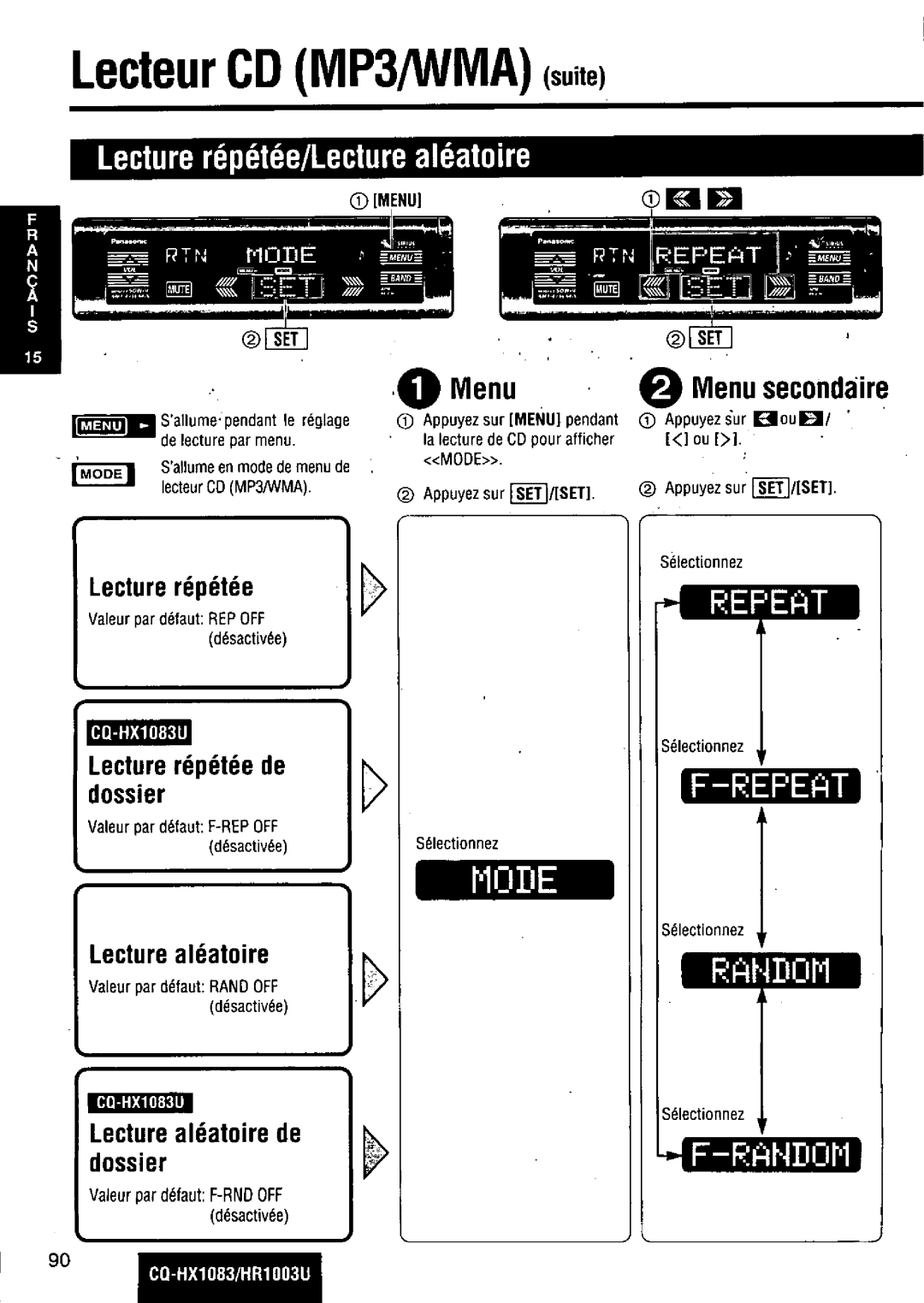 Panasonic CQ-HR1003U manual 