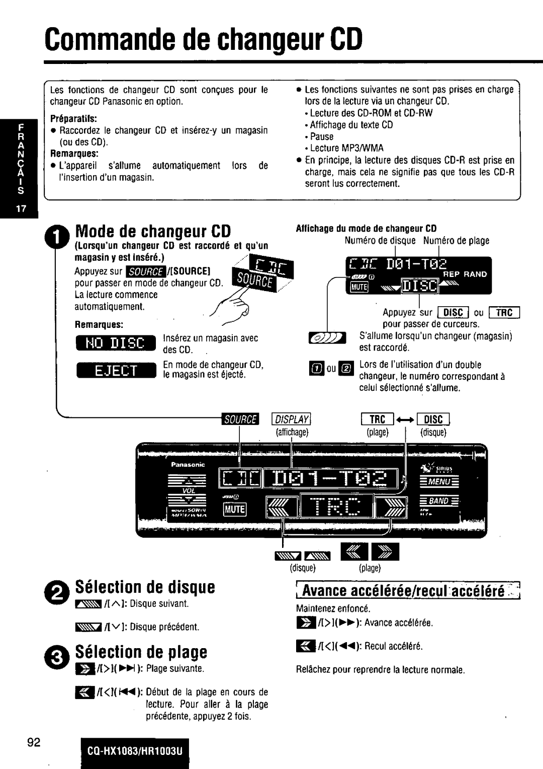 Panasonic CQ-HR1003U manual 