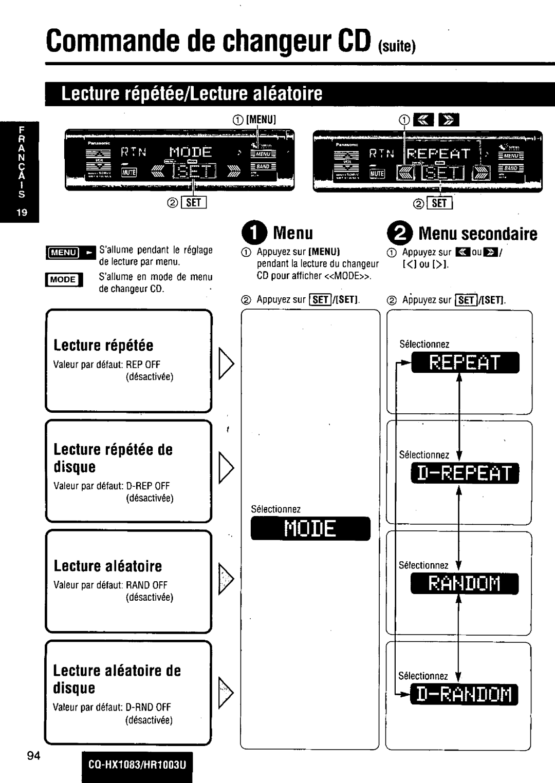 Panasonic CQ-HR1003U manual 