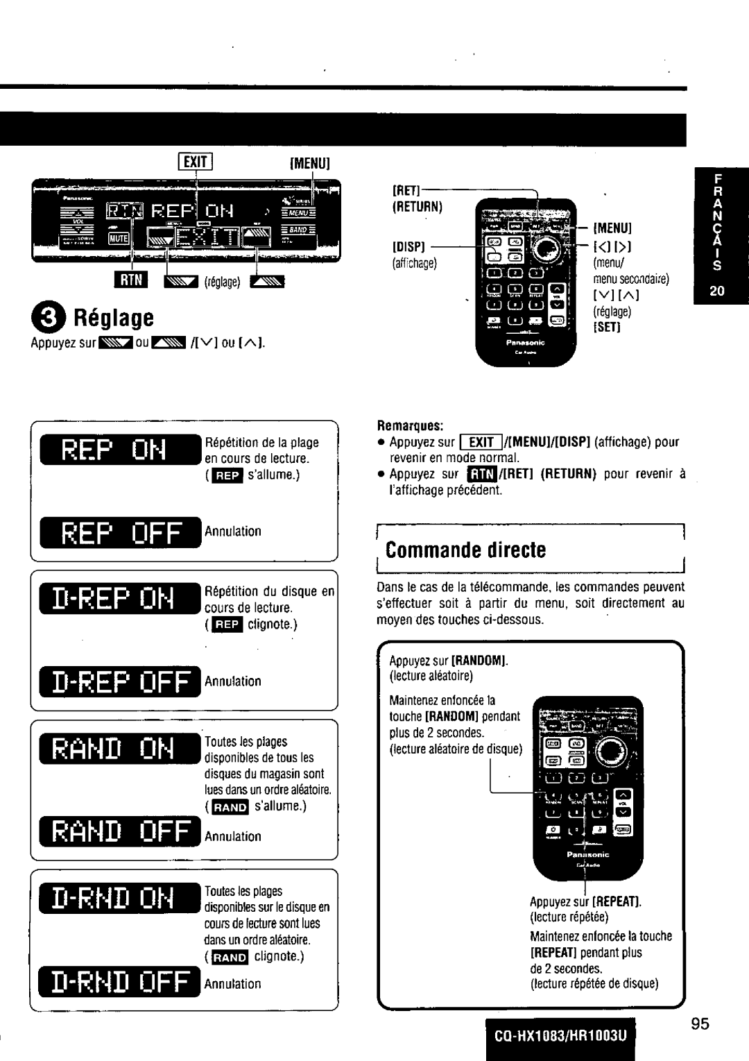 Panasonic CQ-HR1003U manual 