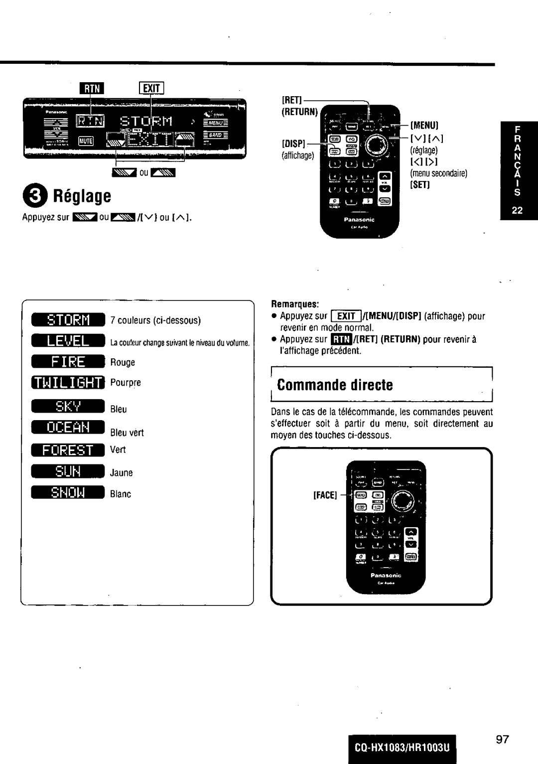 Panasonic CQ-HR1003U manual 