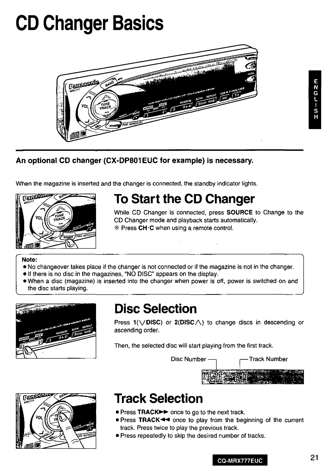 Panasonic CQ-MRX777EUC manual 