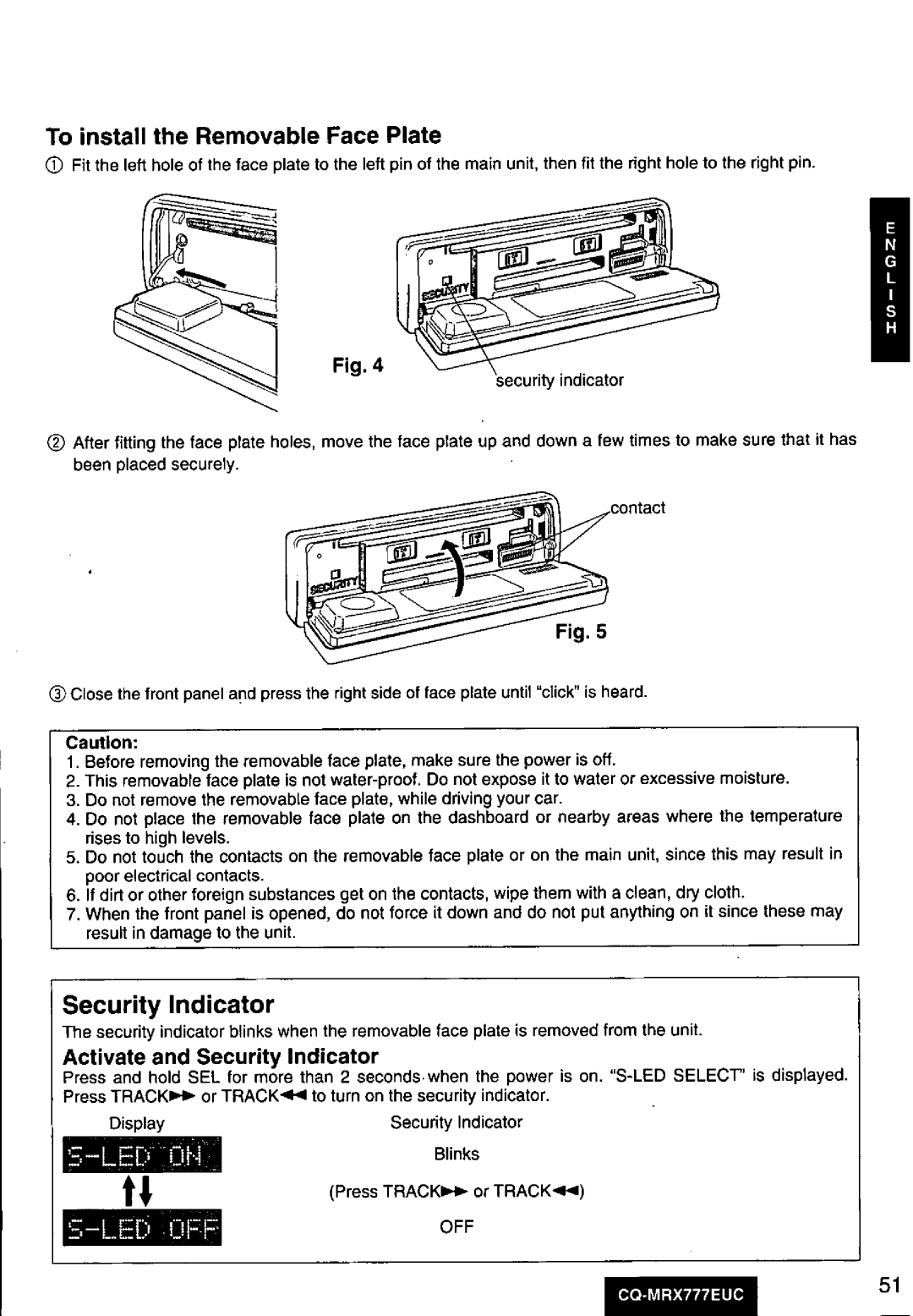 Panasonic CQ-MRX777EUC manual 