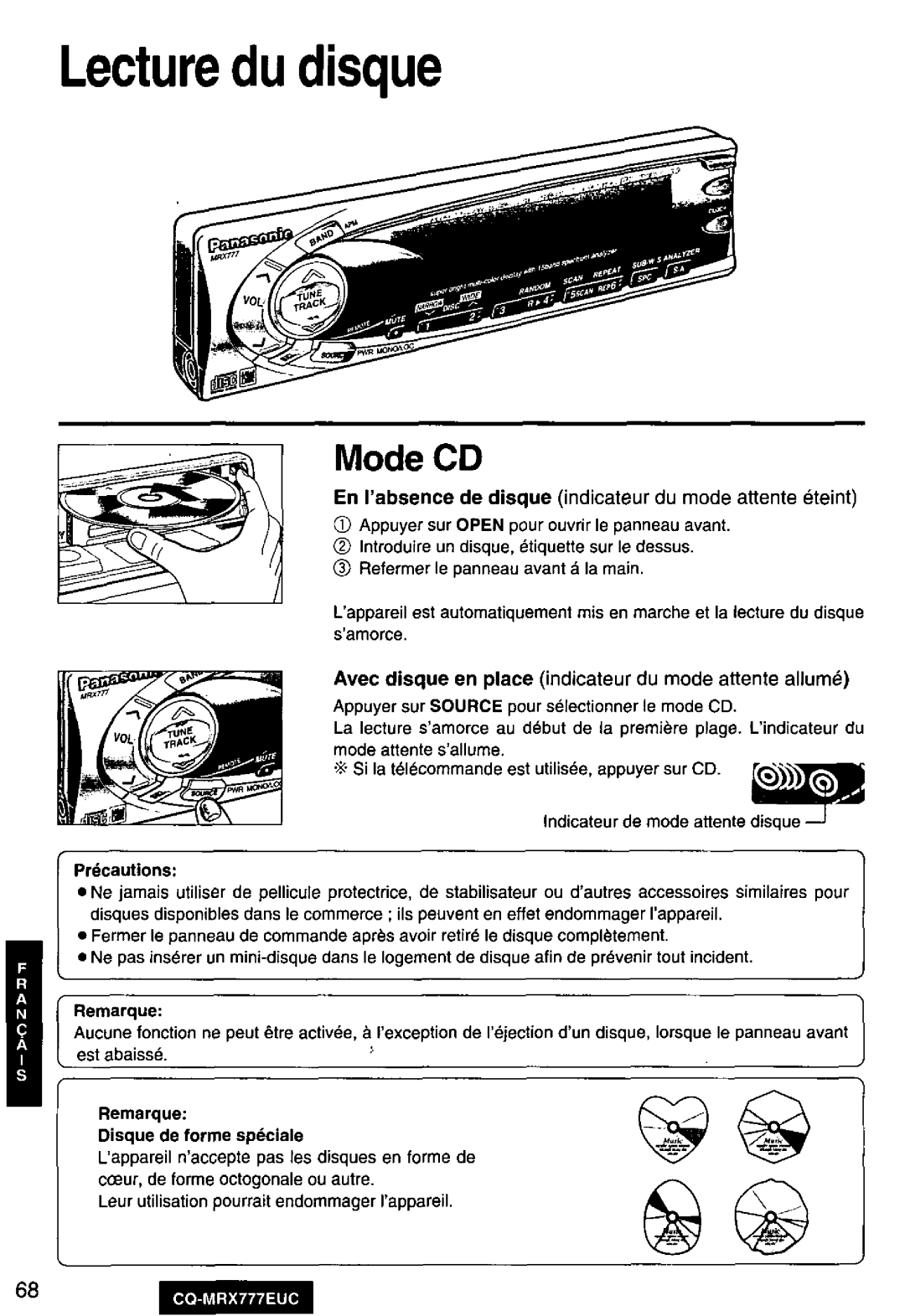 Panasonic CQ-MRX777EUC manual 