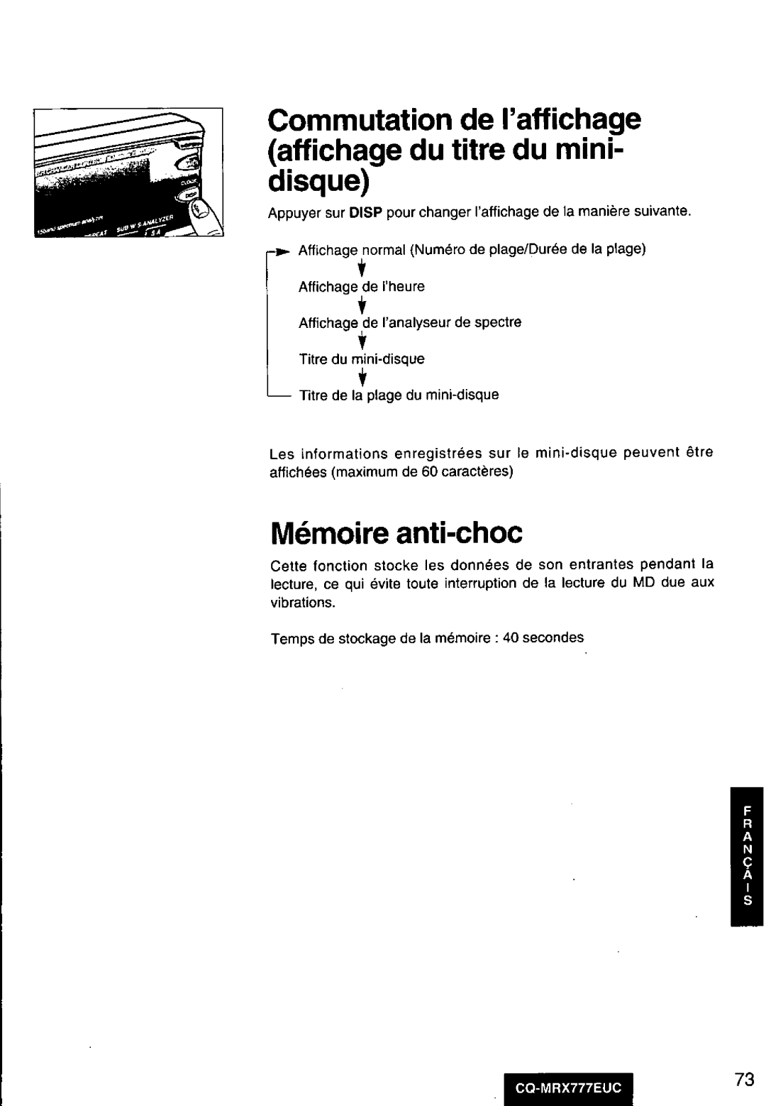 Panasonic CQ-MRX777EUC manual 