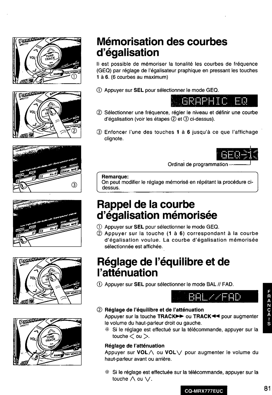 Panasonic CQ-MRX777EUC manual 