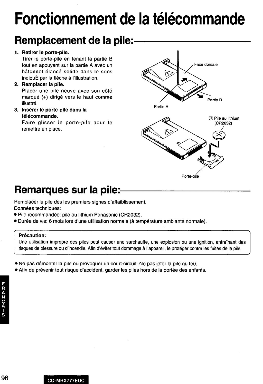 Panasonic CQ-MRX777EUC manual 