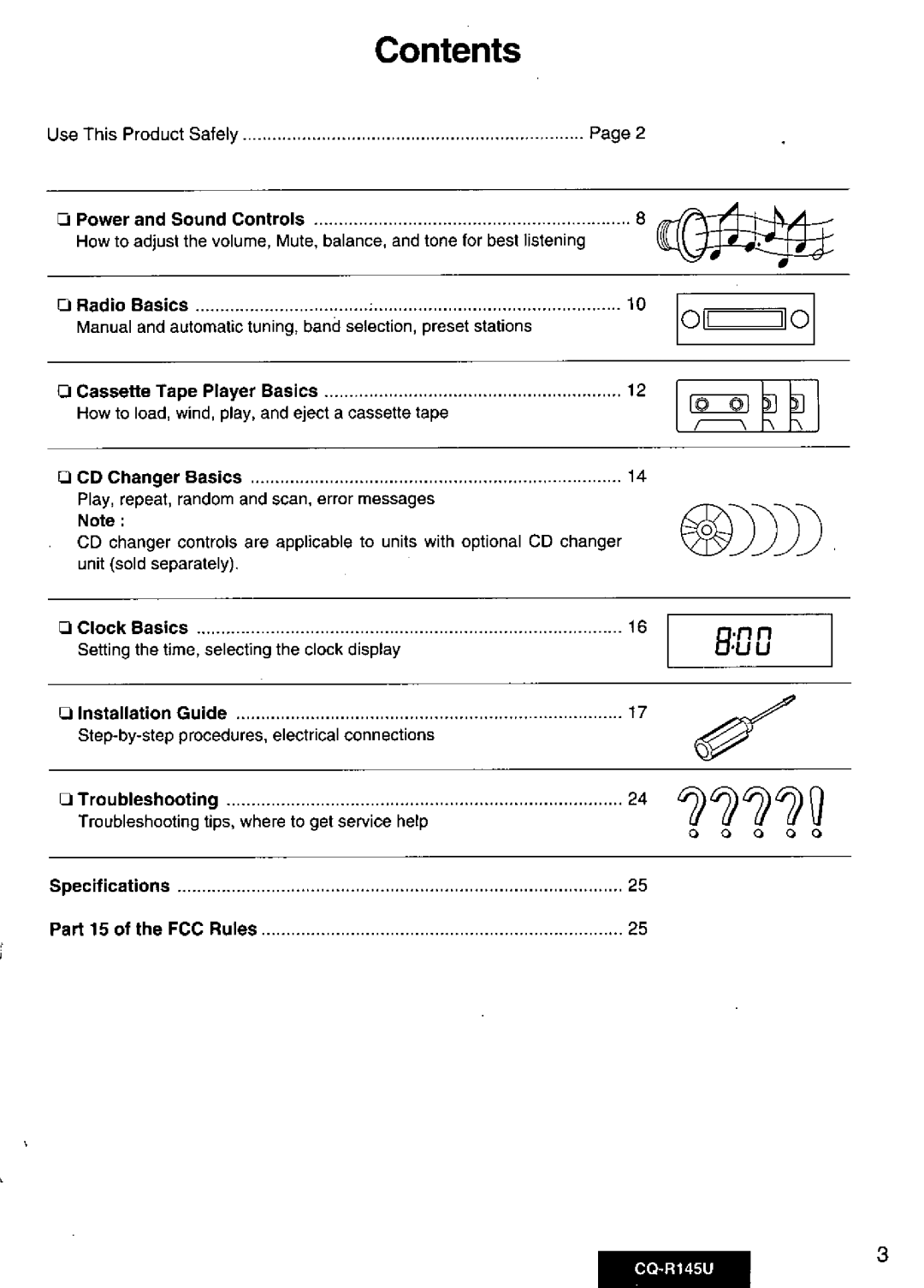 Panasonic CQ-R145U manual 