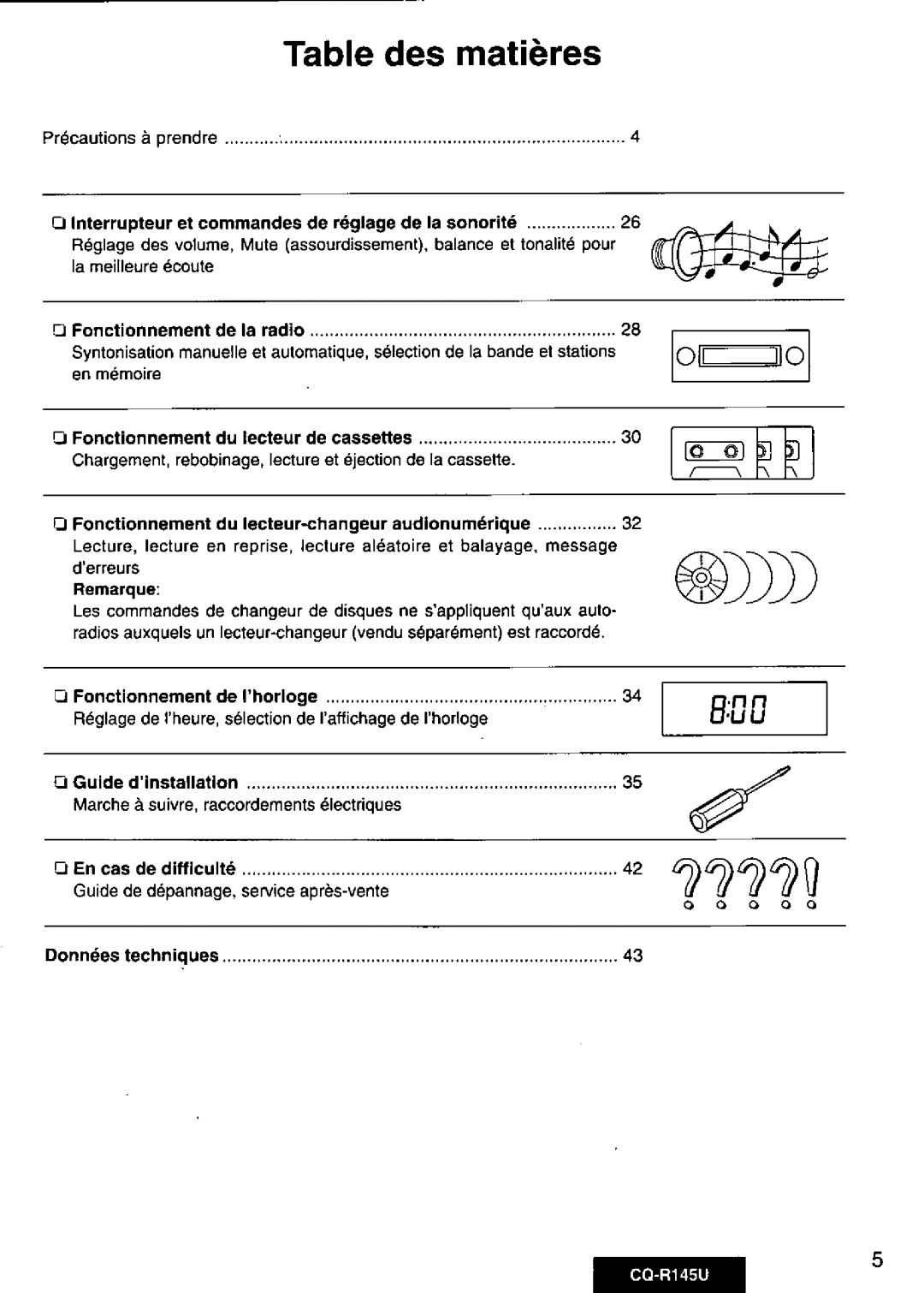 Panasonic CQ-R145U manual 