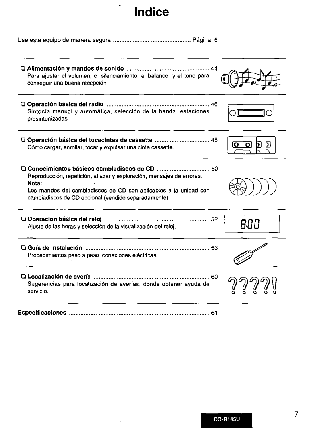 Panasonic CQ-R145U manual 