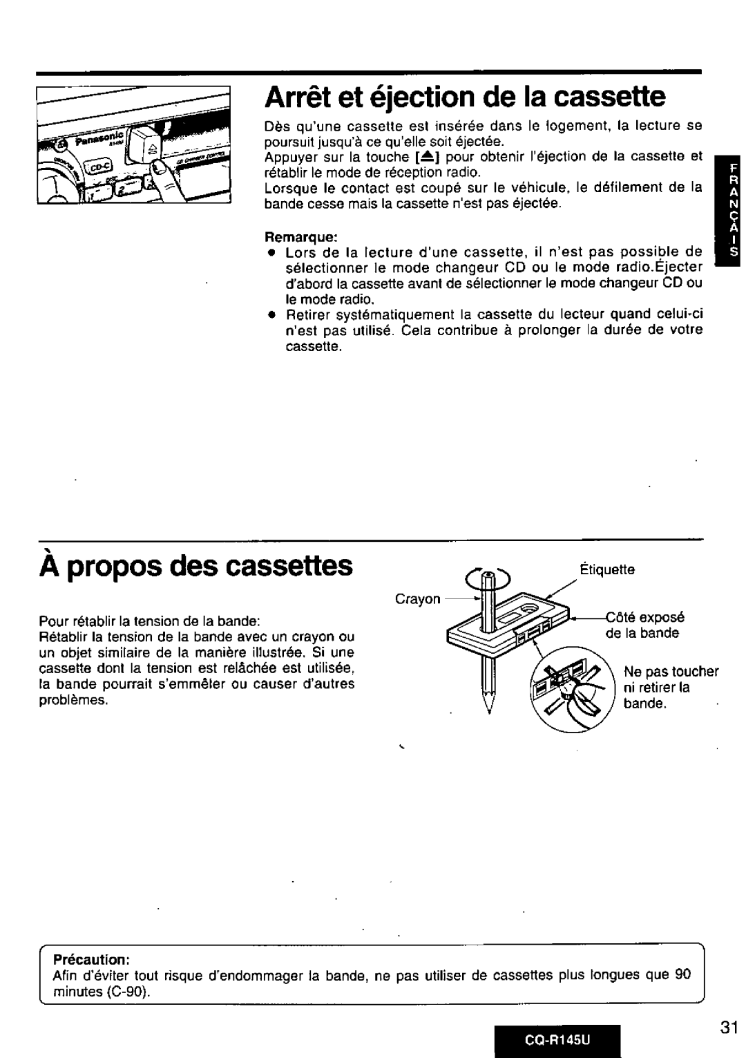Panasonic CQ-R145U manual 