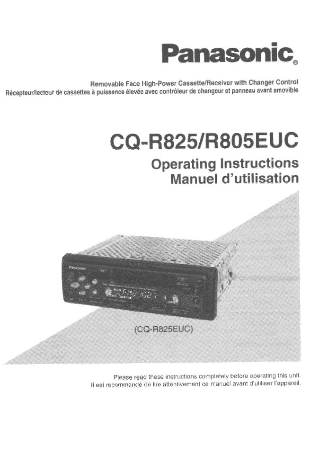 Panasonic R805EUC, CQ-R825 manual 