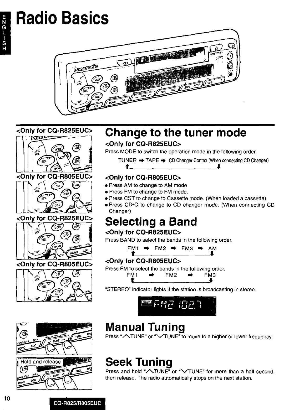 Panasonic CQ-R825, R805EUC manual 