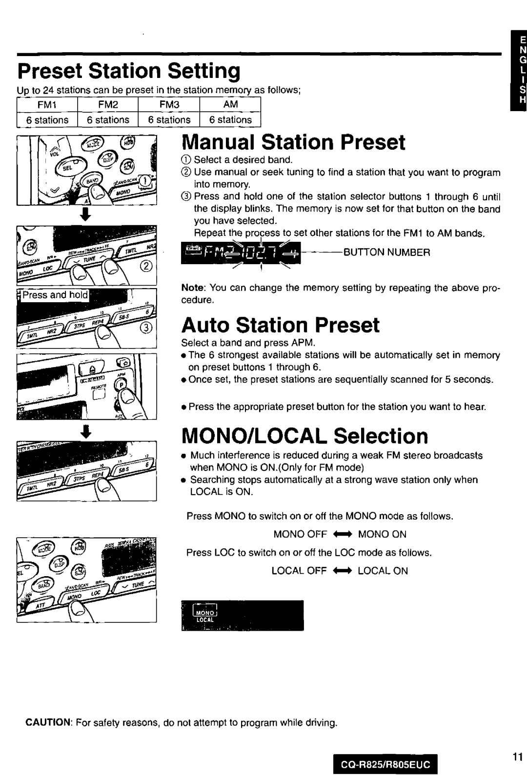 Panasonic R805EUC, CQ-R825 manual 