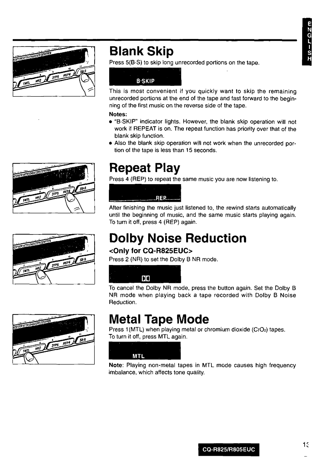 Panasonic R805EUC, CQ-R825 manual 