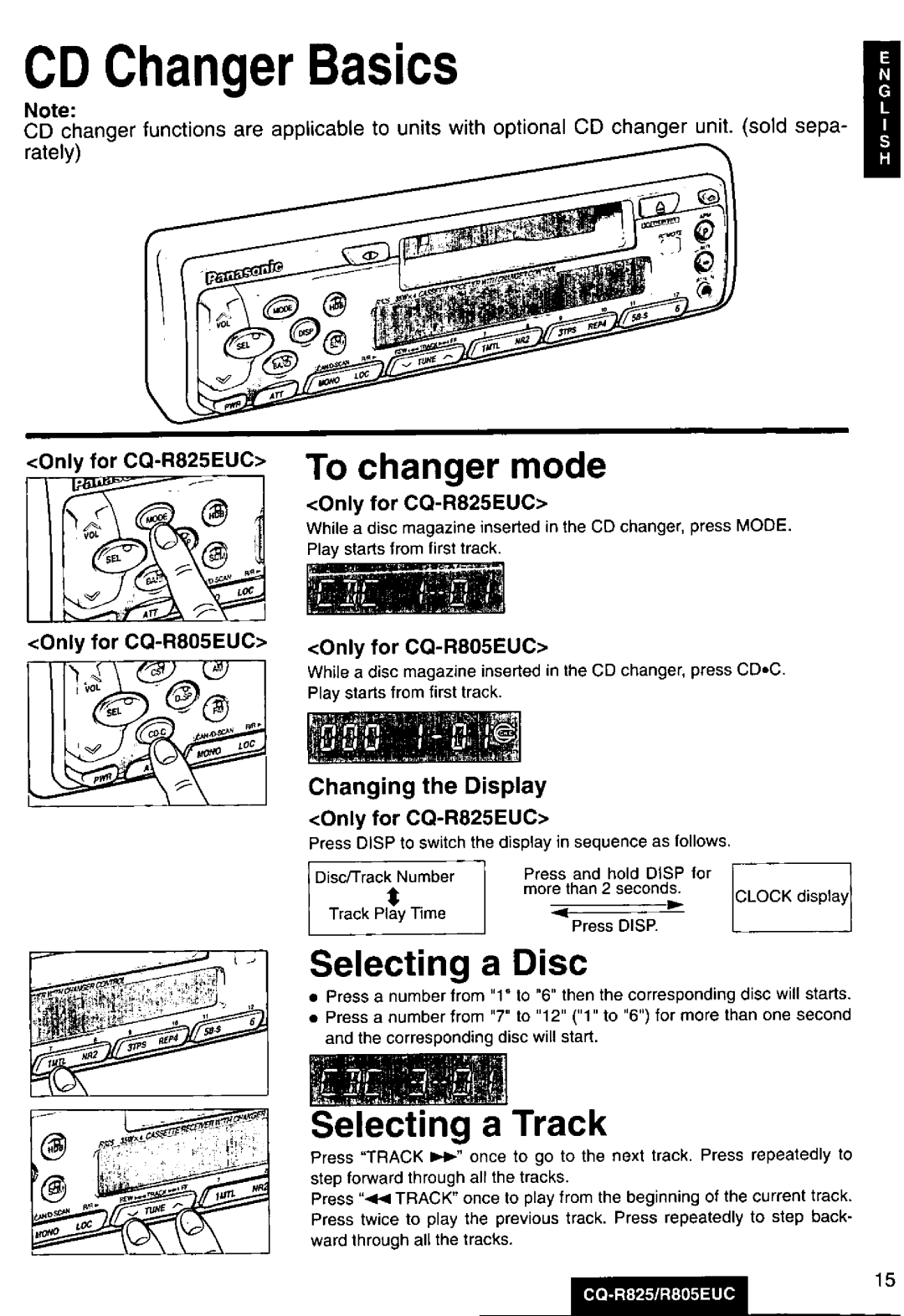 Panasonic R805EUC, CQ-R825 manual 