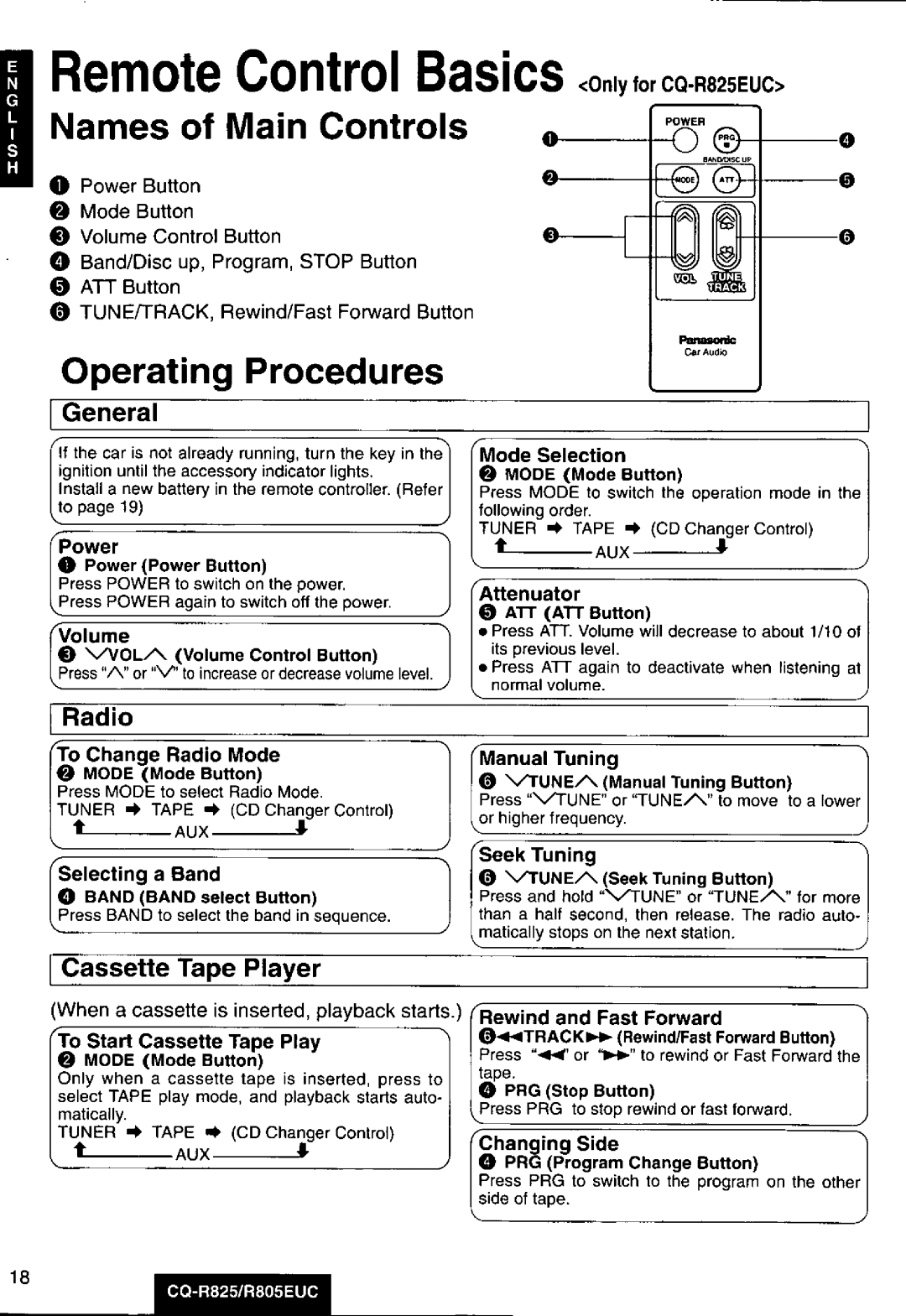 Panasonic CQ-R825, R805EUC manual 